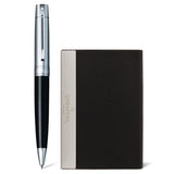 Sheaffer 300 Glossy Black/Chrome CT Ballpoint Pen + Business Card Holder Gift Set G9314