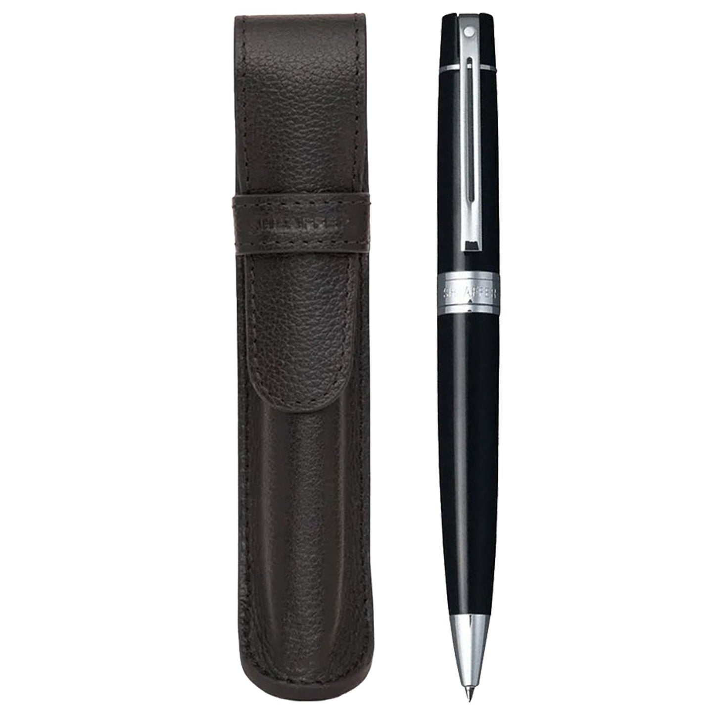 Sheaffer 300 Glossy Black CT Ballpoint Pen + Pen Pouch Gift Set G9312