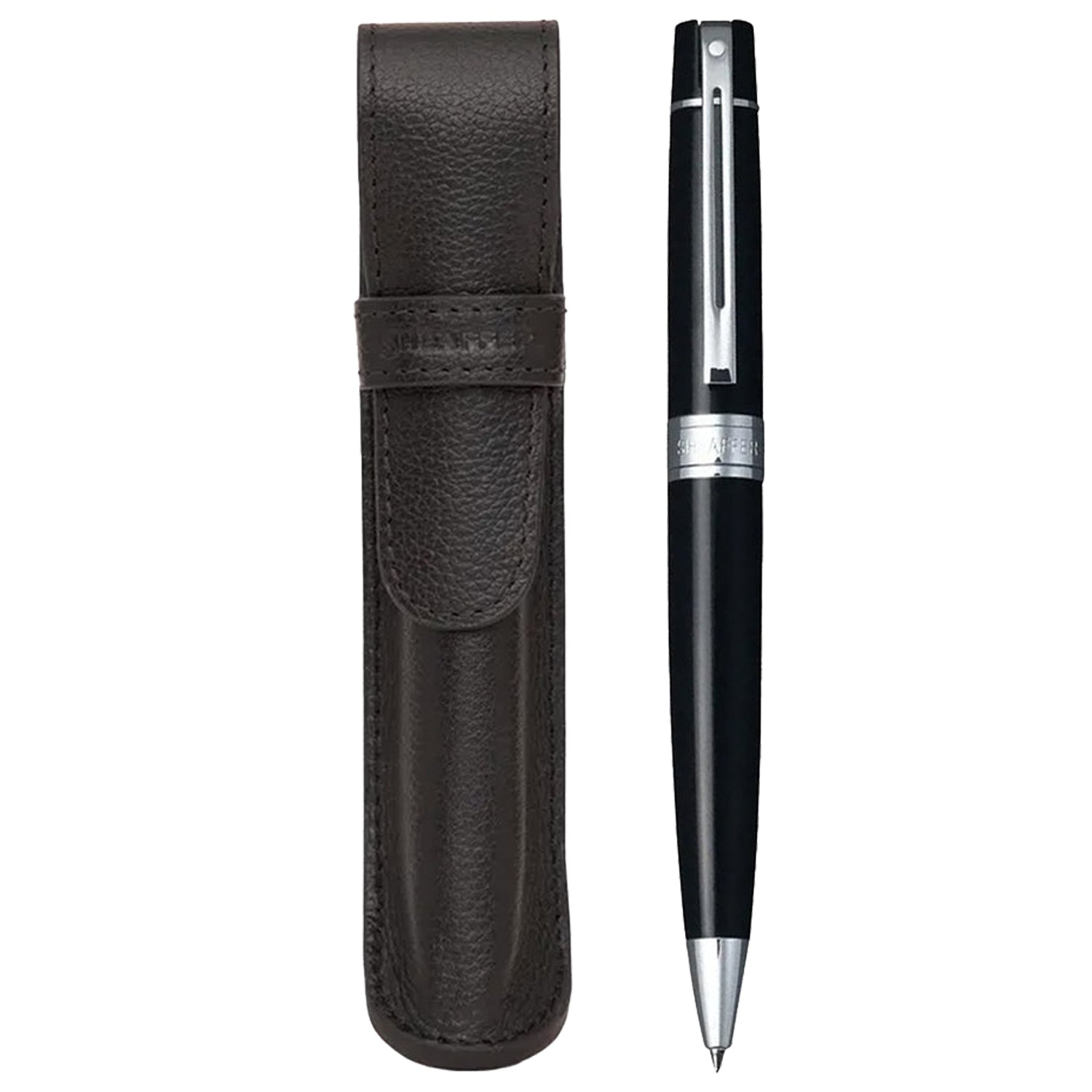 Sheaffer 300 Glossy Black CT Ballpoint Pen + Pen Pouch Gift Set G9312