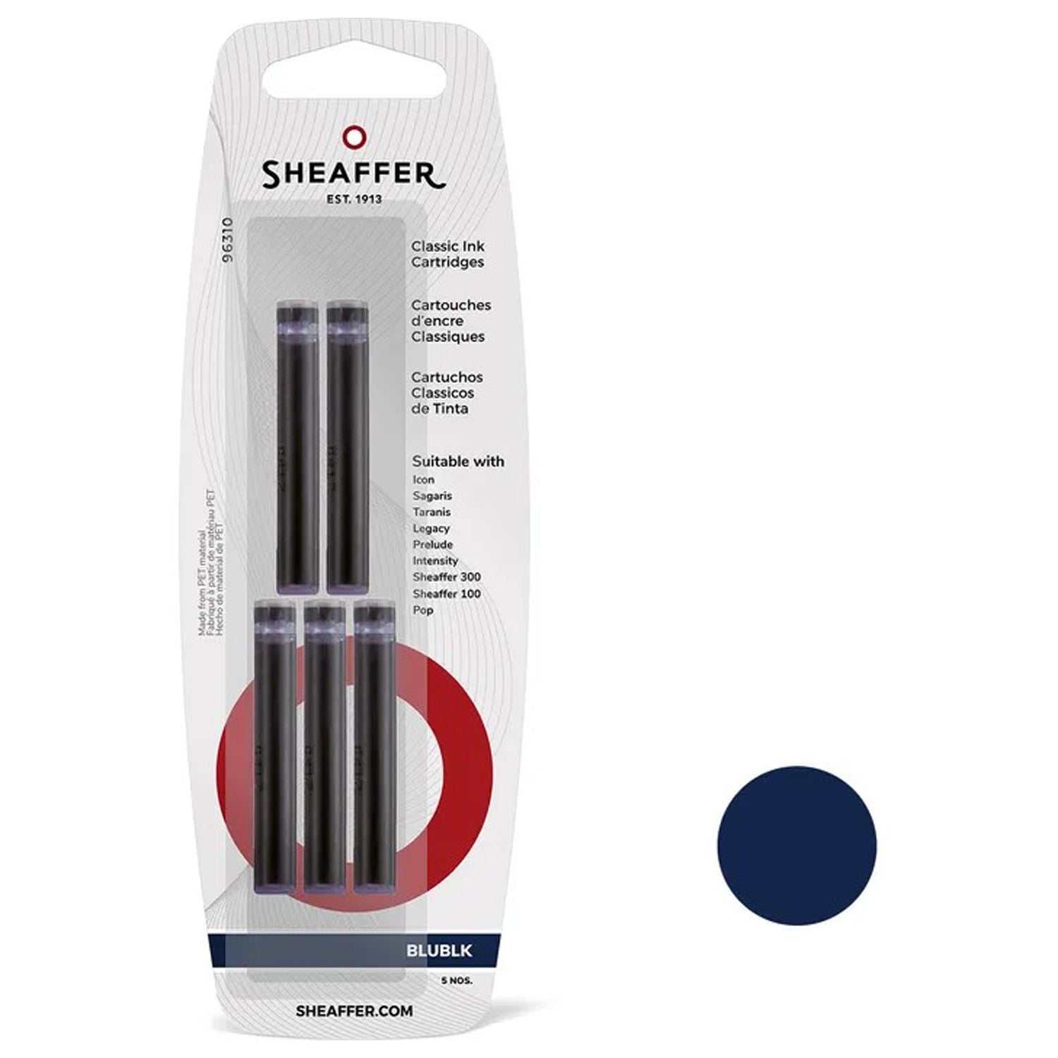 Sheaffer Classic Ink Cartridge (Blue Black - Pack of 5) 96310