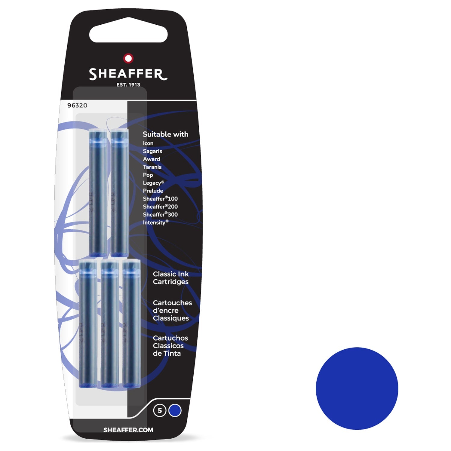 Sheaffer Classic Ink Cartridge (Blue - Pack of 5) 96320