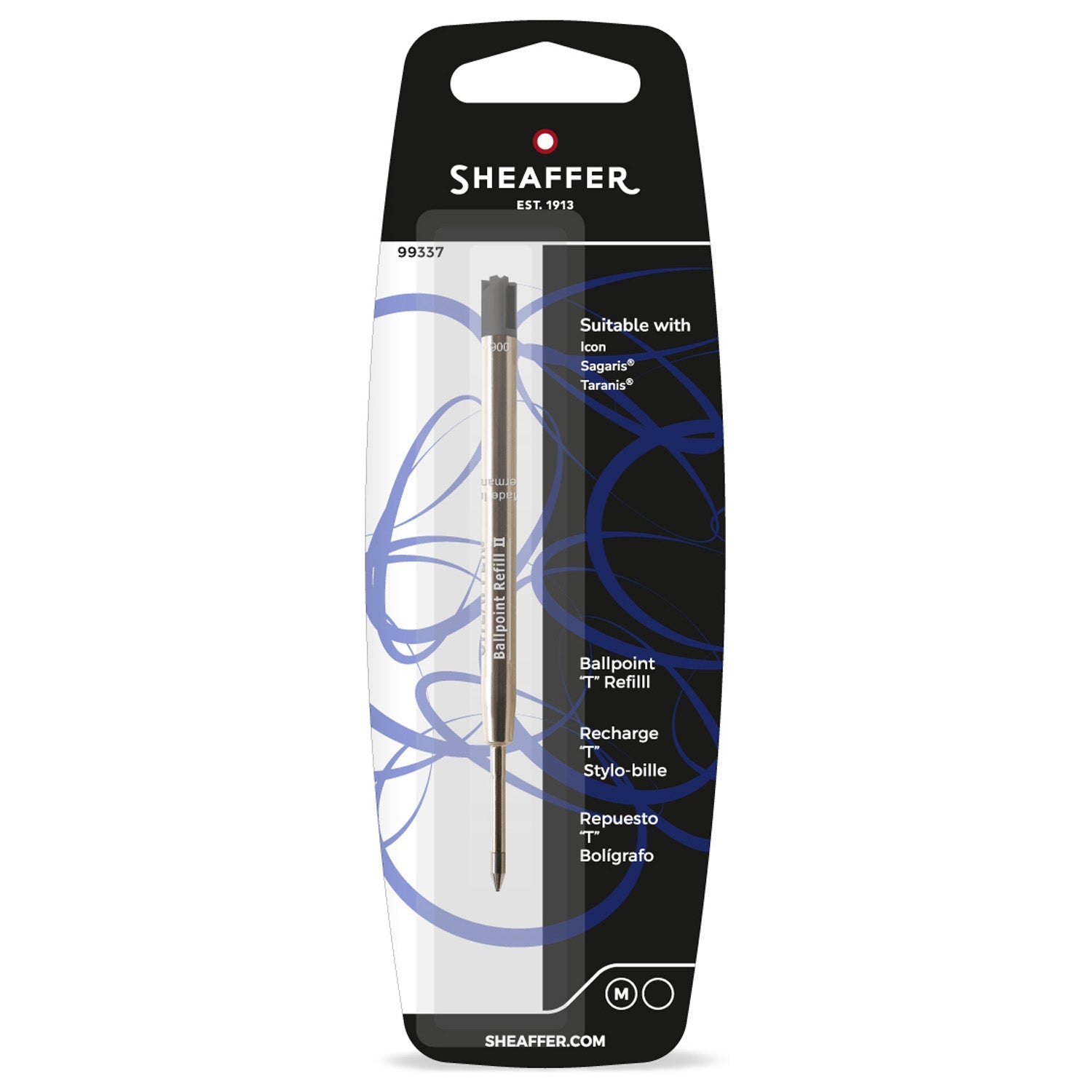 Sheaffer T Style Ballpoint Pen Refill (Black - M) 99337