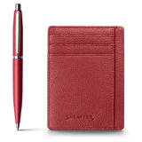 Sheaffer VFM Excessive Red CT Ballpoint Pen + Credit Card Holder Gift Set G9403