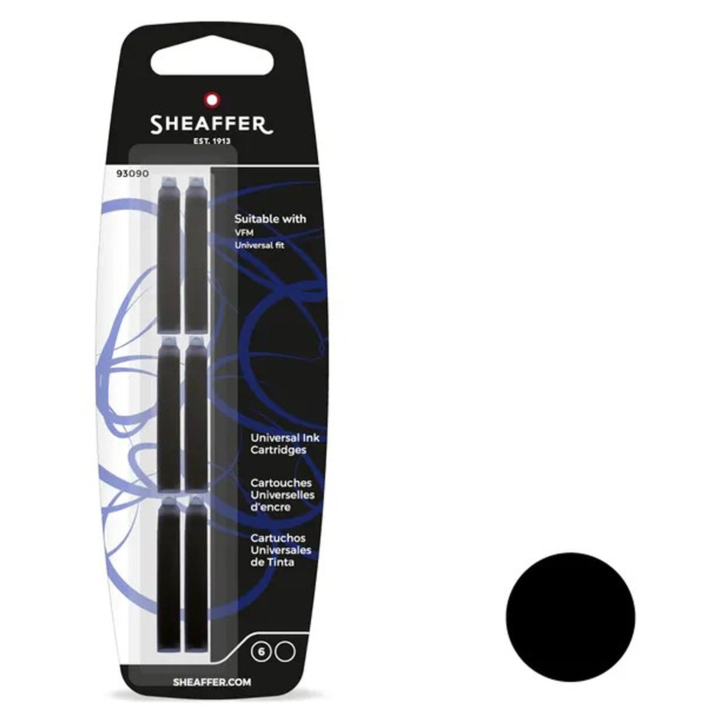 Sheaffer VFM Ink Cartridge (Universal Black - Pack of 6) 93090