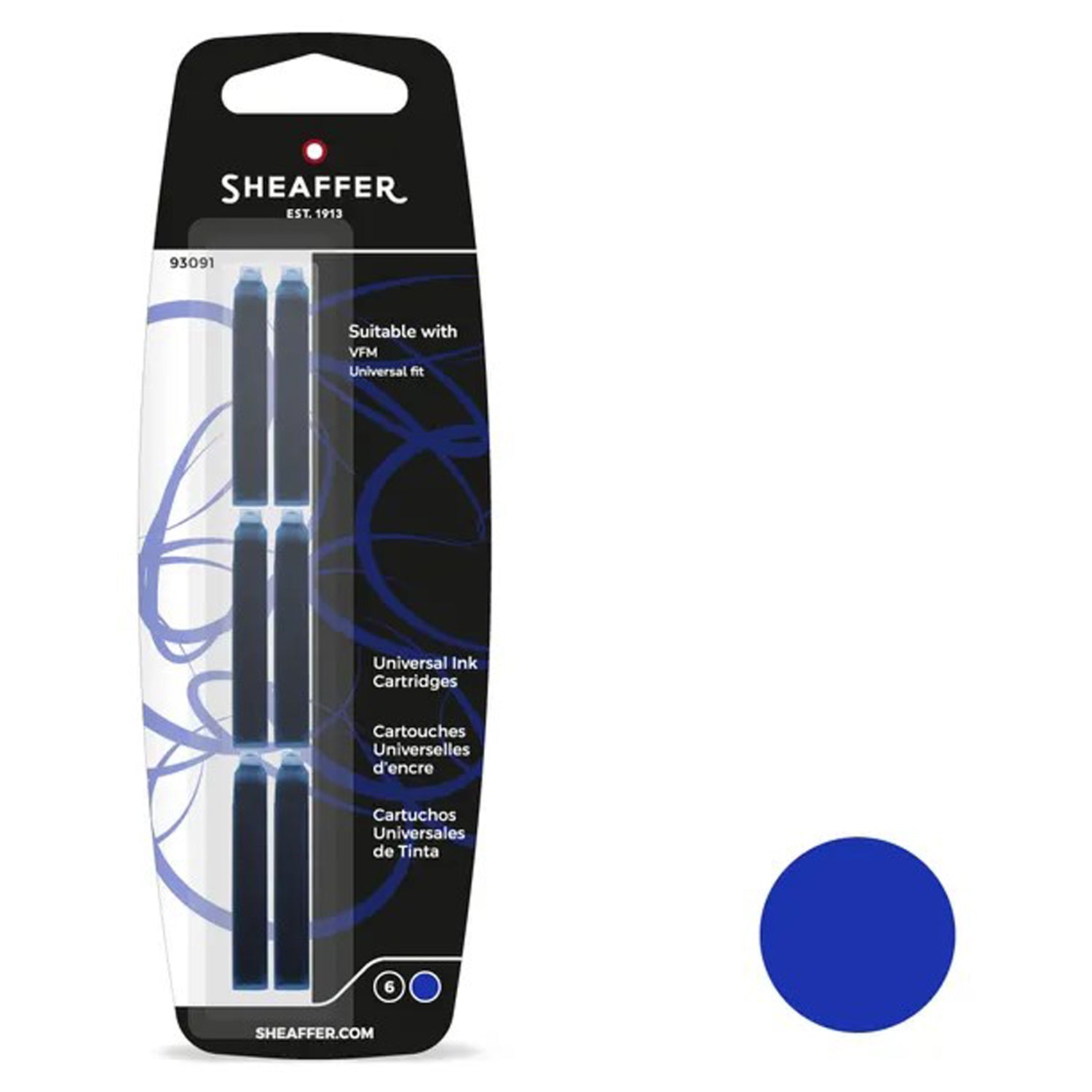 Sheaffer VFM Ink Cartridge (Universal Blue - Pack of 6) 93091
