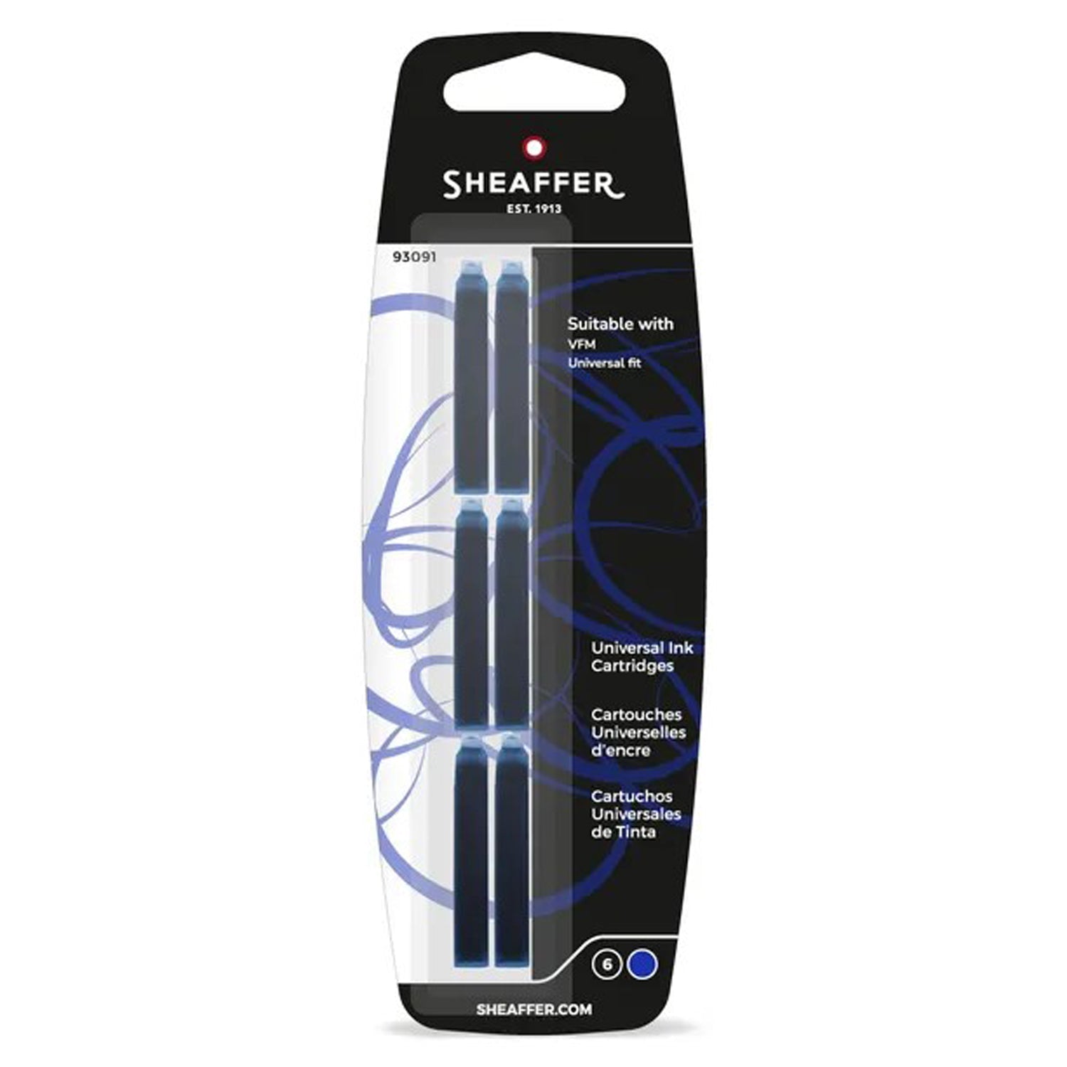 Sheaffer VFM Ink Cartridge (Universal Blue - Pack of 6) 93091