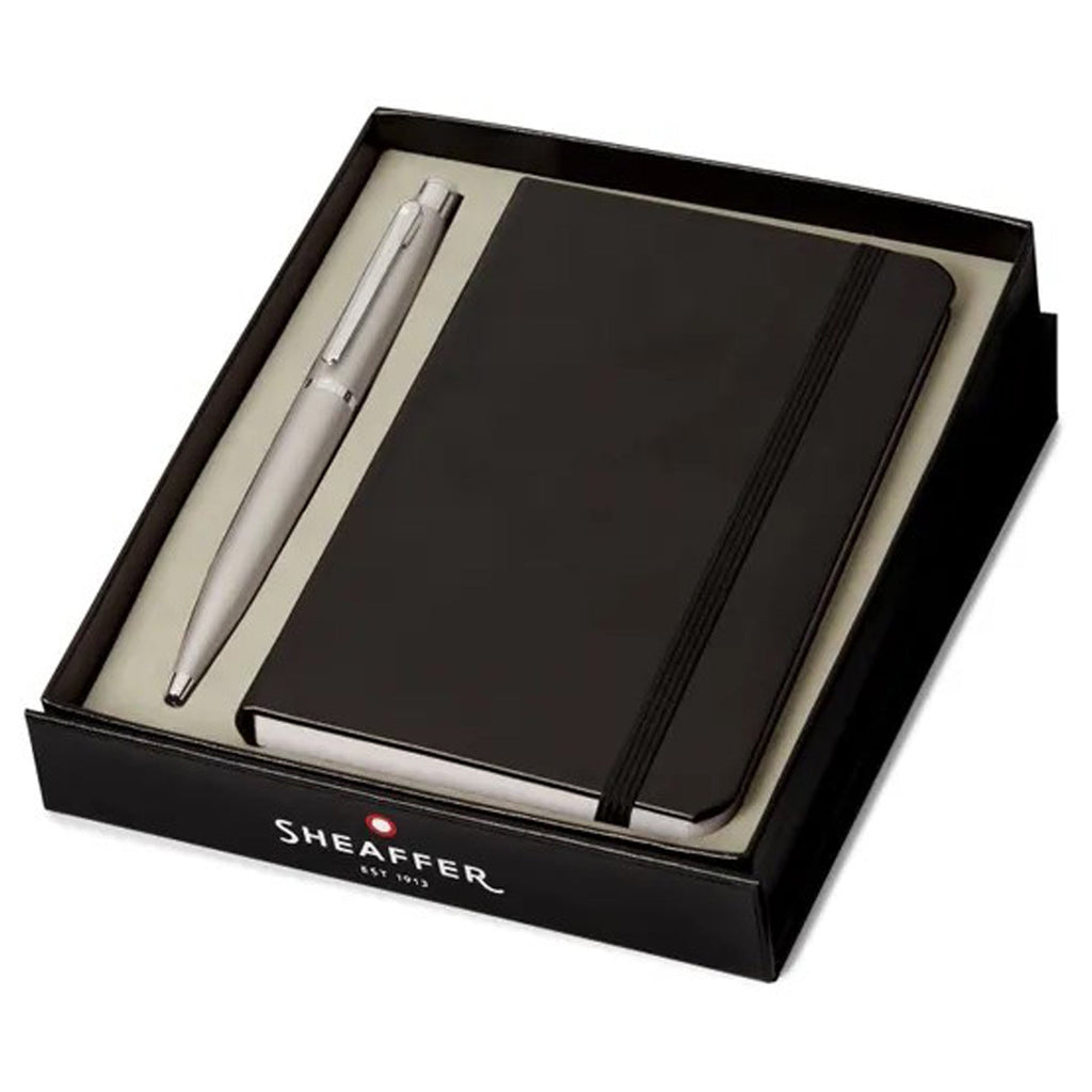 Sheaffer VFM Strobe Silver CT Ballpoint Pen + Notebook Gift Set G9400