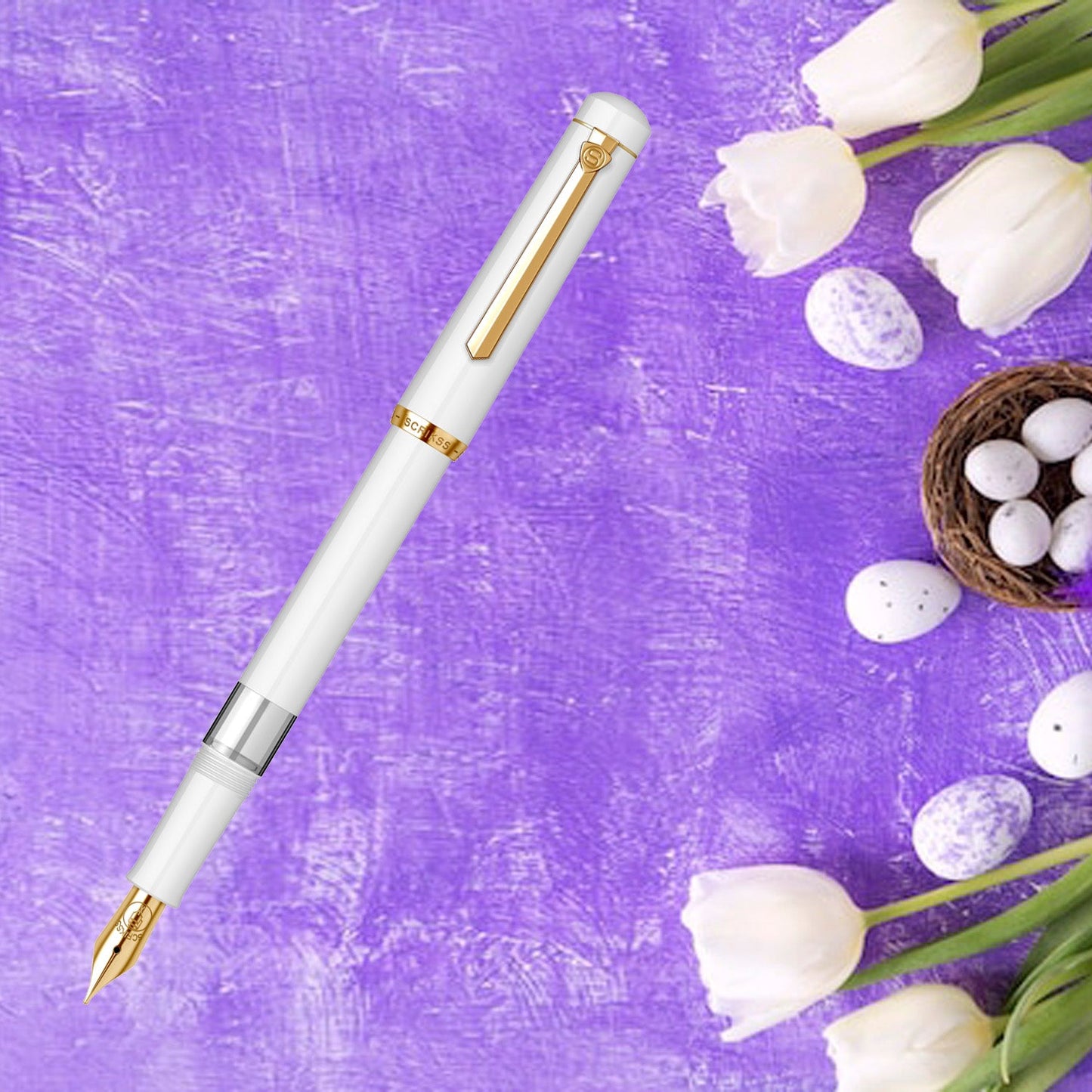 Scrikss 419 White GT Fountain Pen