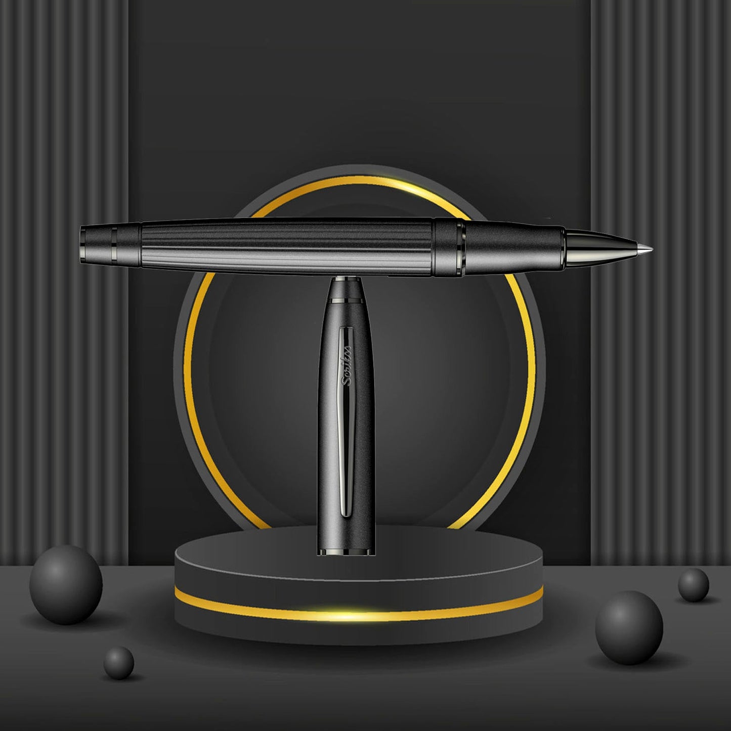 Scrikss Noble 350 Matt Black Roller Ball Pen 89627