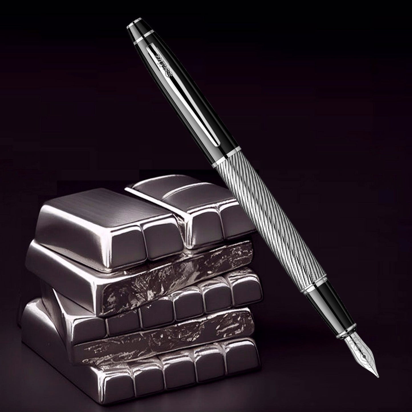 Scrikss Noble 35C Spiral Black CT Fountain Pen