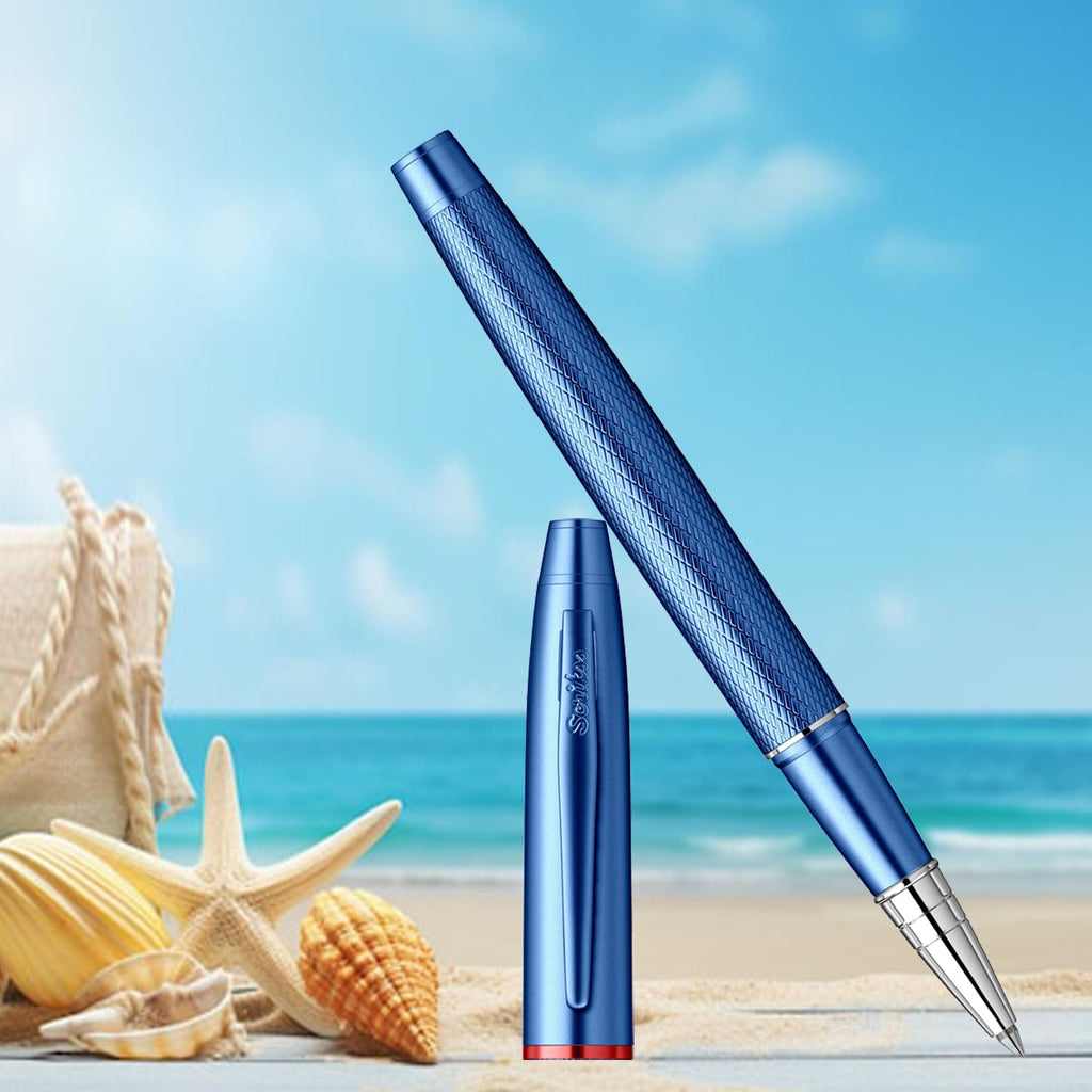 Scrikss Noble 35 Metallic Blue Roller Ball Pen 93341