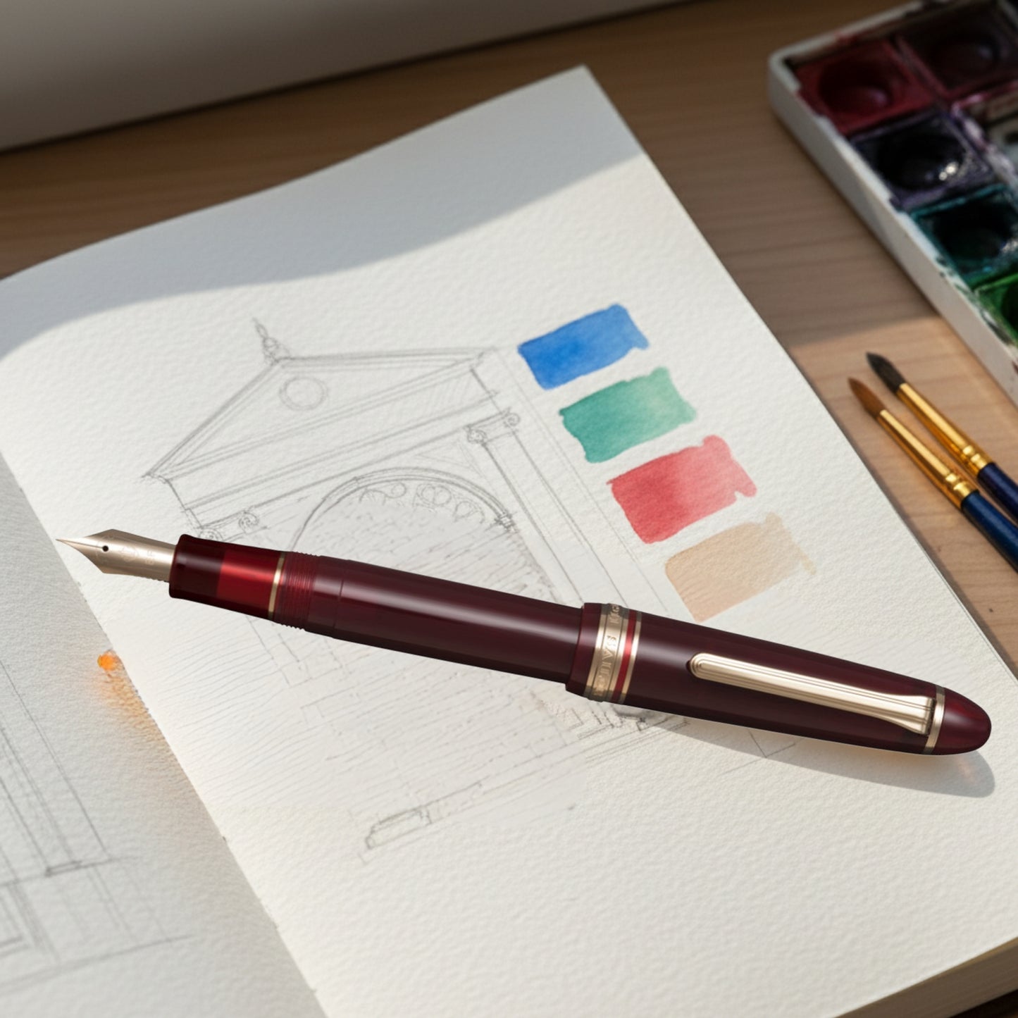 Sailor 1911L Casual Basis Muted Red GT Fountain Pen