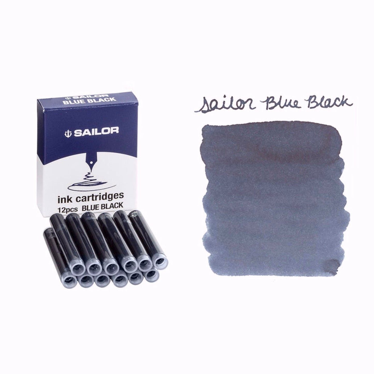 Sailor Dye Ink Cartridge (Blue Black - Pack of 12) 13-0404-144
