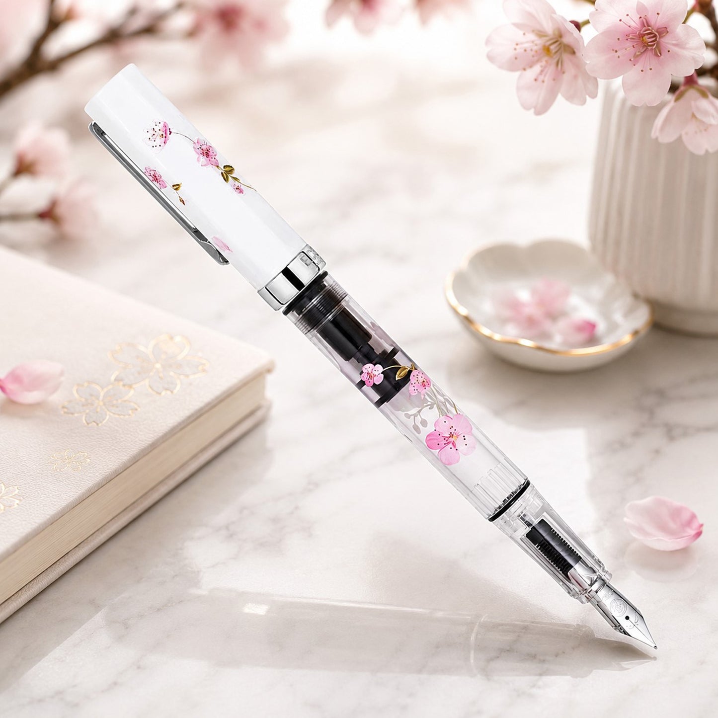 Twsbi Eco White Cherry Blossom CT Fountain Pen (Limited Edition)