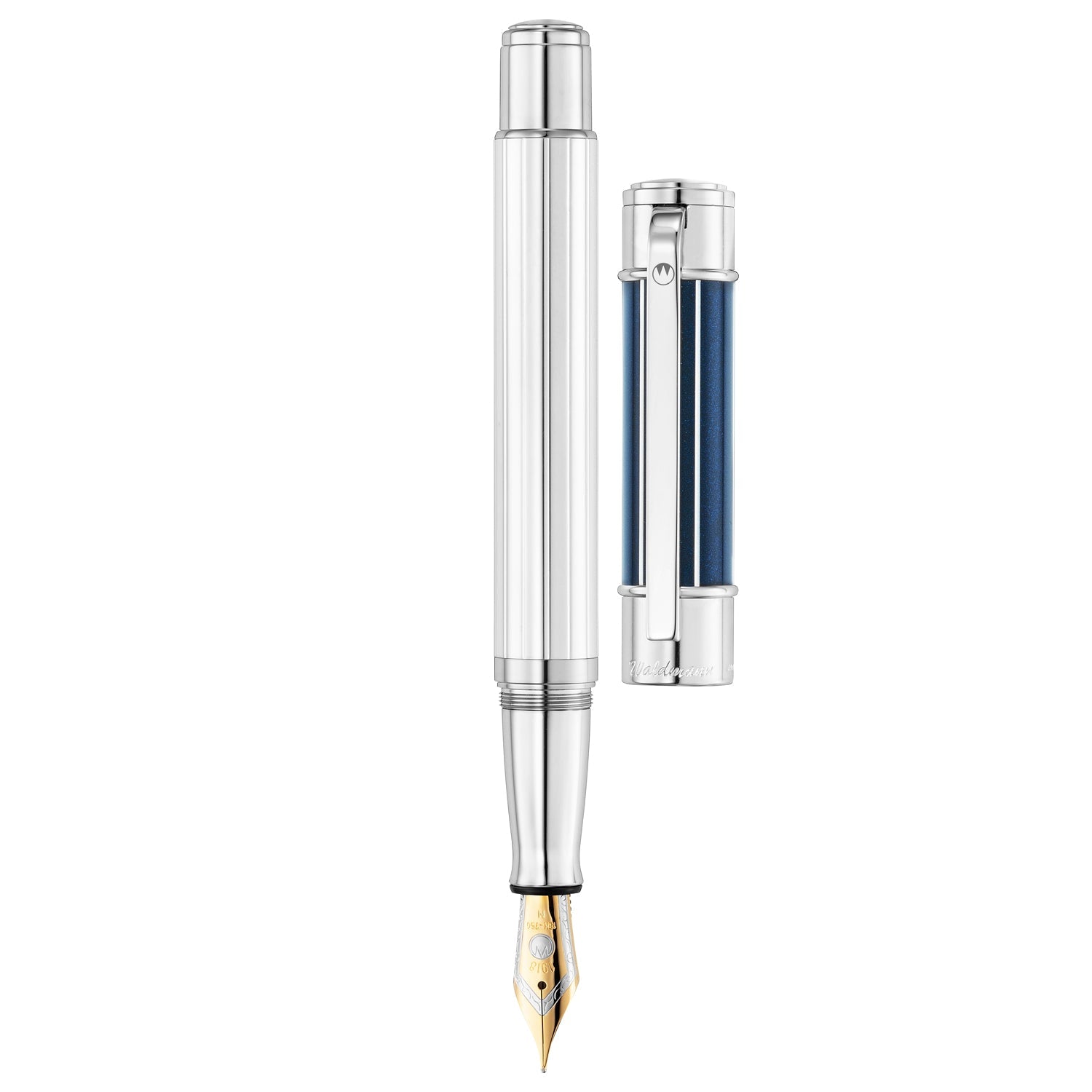 Waldmann Commander 23 Midnight Blue/Sliver CT 18CT Fountain Pen