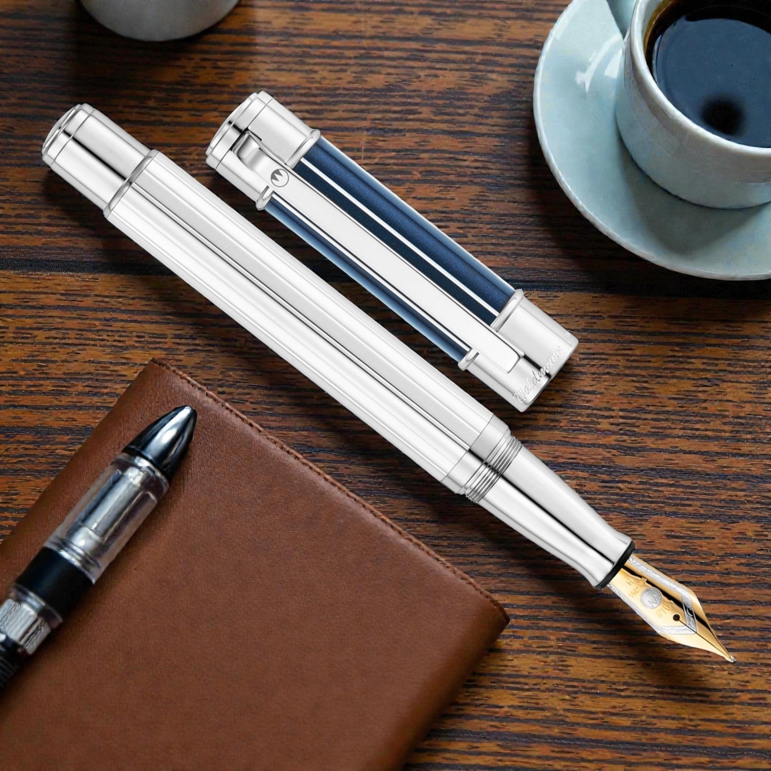 Waldmann Commander 23 Midnight Blue/Sliver CT 18CT Fountain Pen