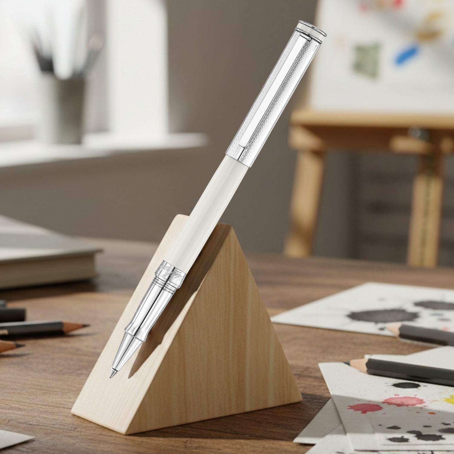 Waldmann Edelfeder Brilliant Champagne White CT Roller Ball Pen 0153