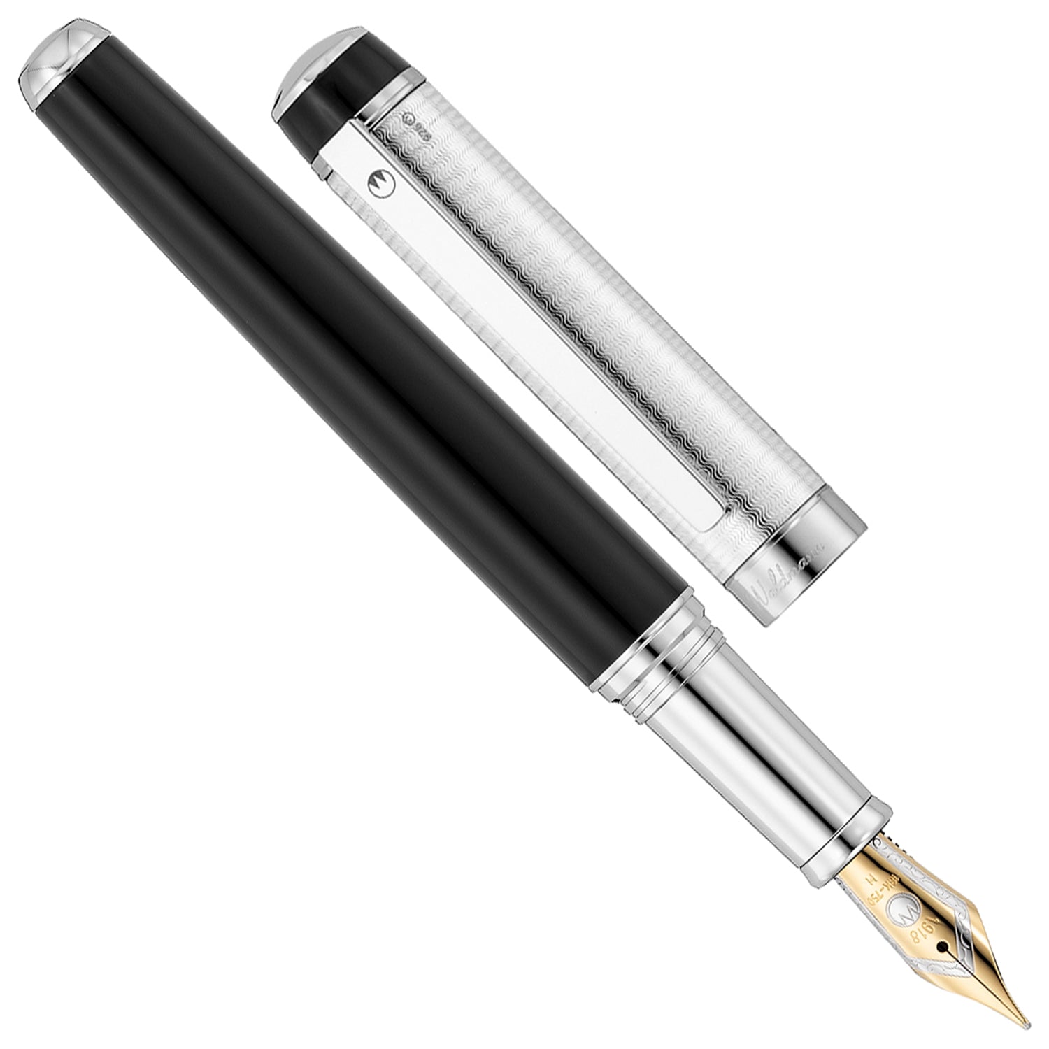 Waldmann Grandeur Black/Silver CT 18CT Fountain Pen