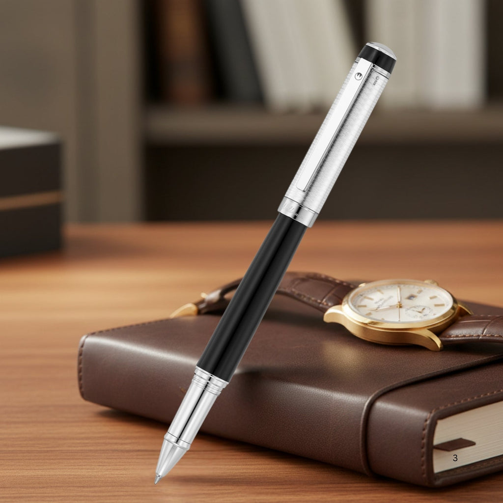 Waldmann Grandeur Black/Silver CT Roller Ball Pen 7764