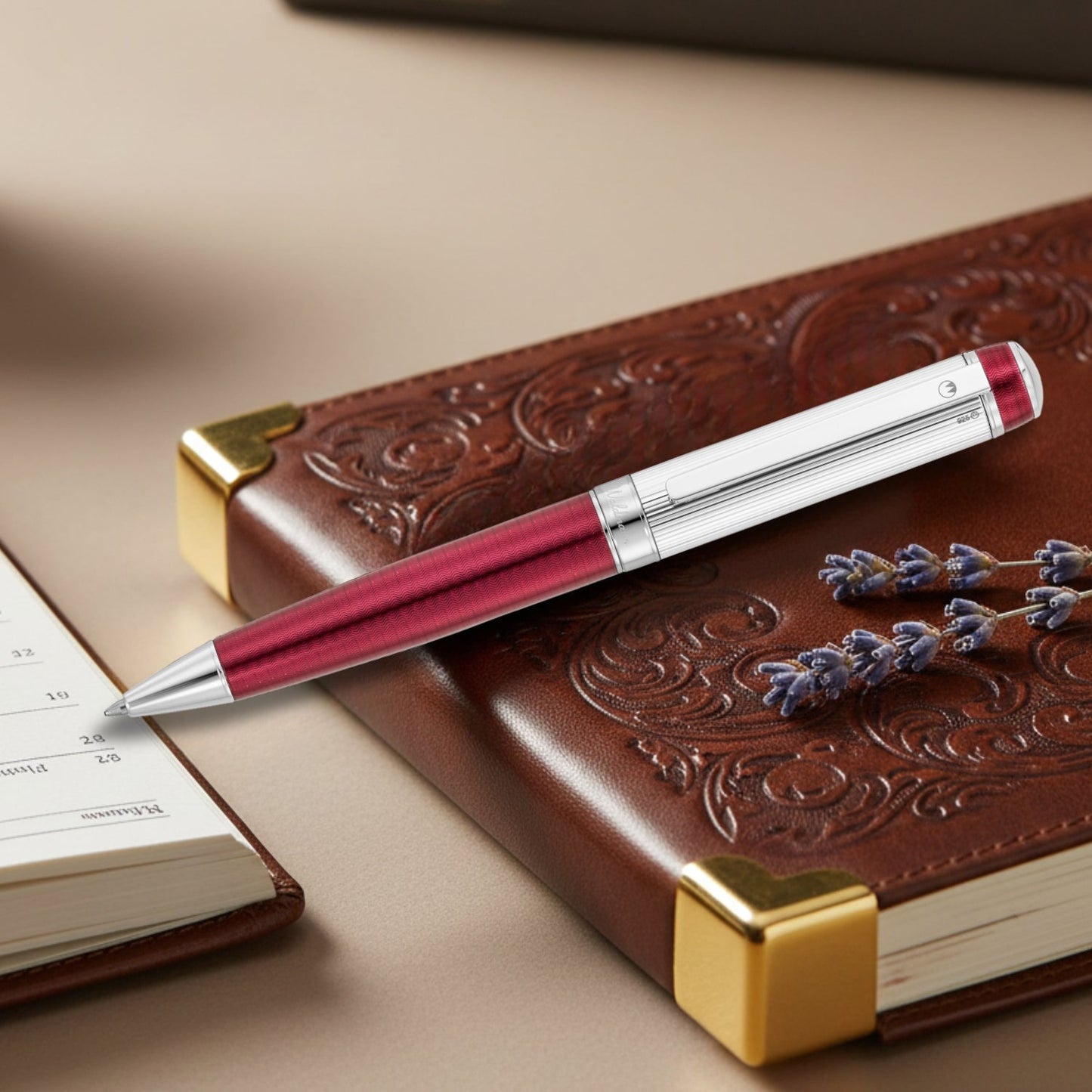 Waldmann Grandeur Burgundy/Silver CT Ballpoint Pen 7808