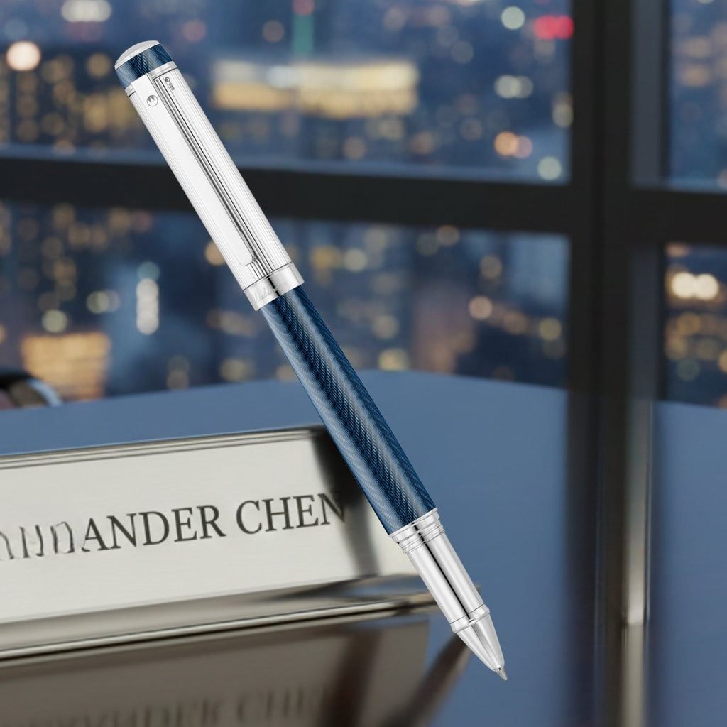 Waldmann Grandeur Ocean Blue/Silver CT Roller Ball Pen 9461