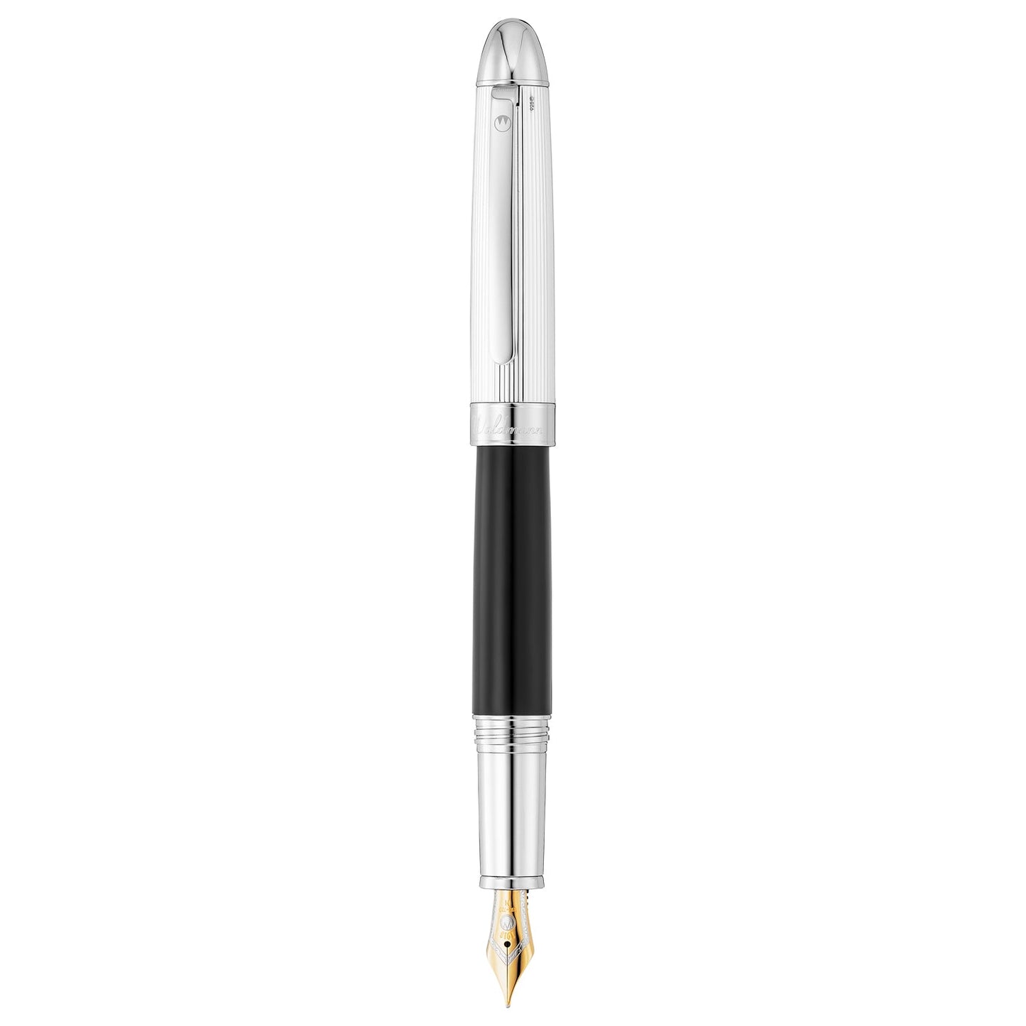 Waldmann Precieux Black/Silver Stripe CT 18CT Fountain Pen