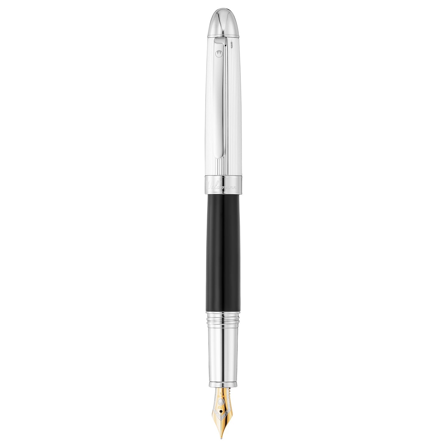 Waldmann Precieux Black/Silver Stripe CT 18CT Fountain Pen