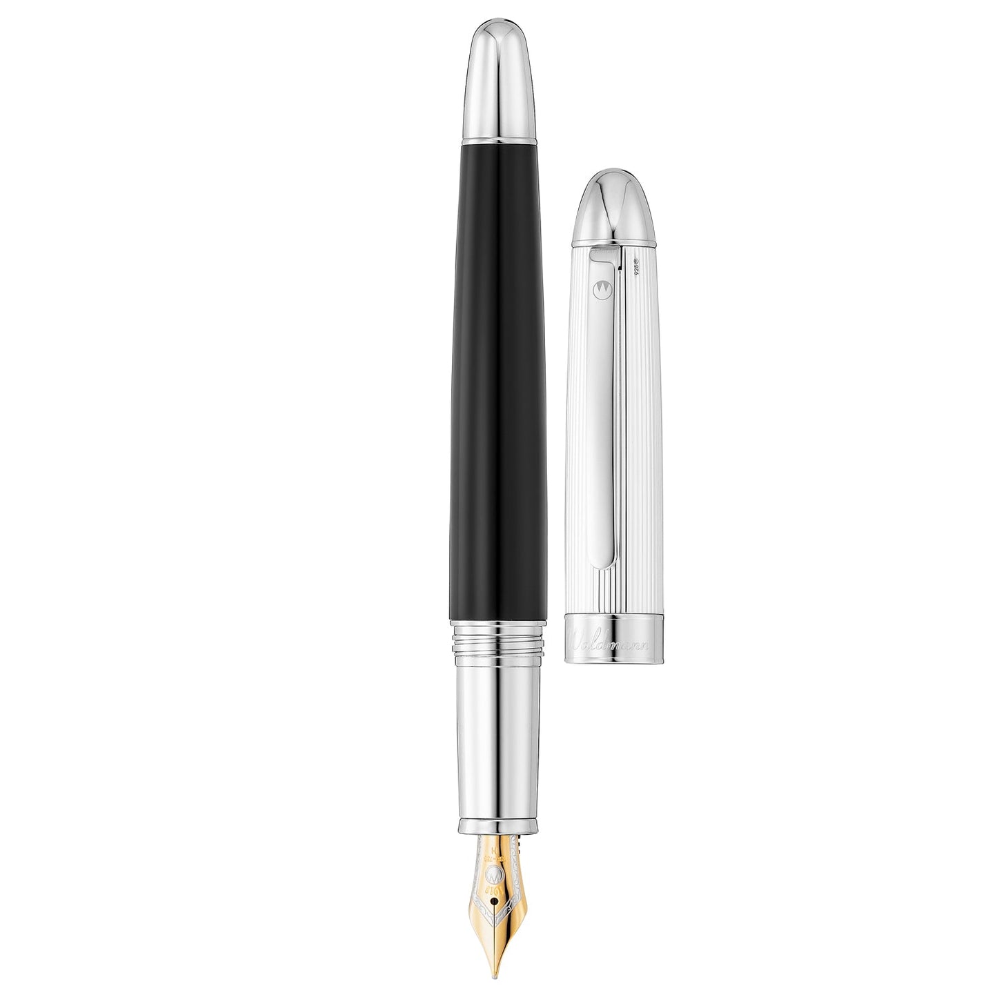 Waldmann Precieux Black/Silver Stripe CT 18CT Fountain Pen