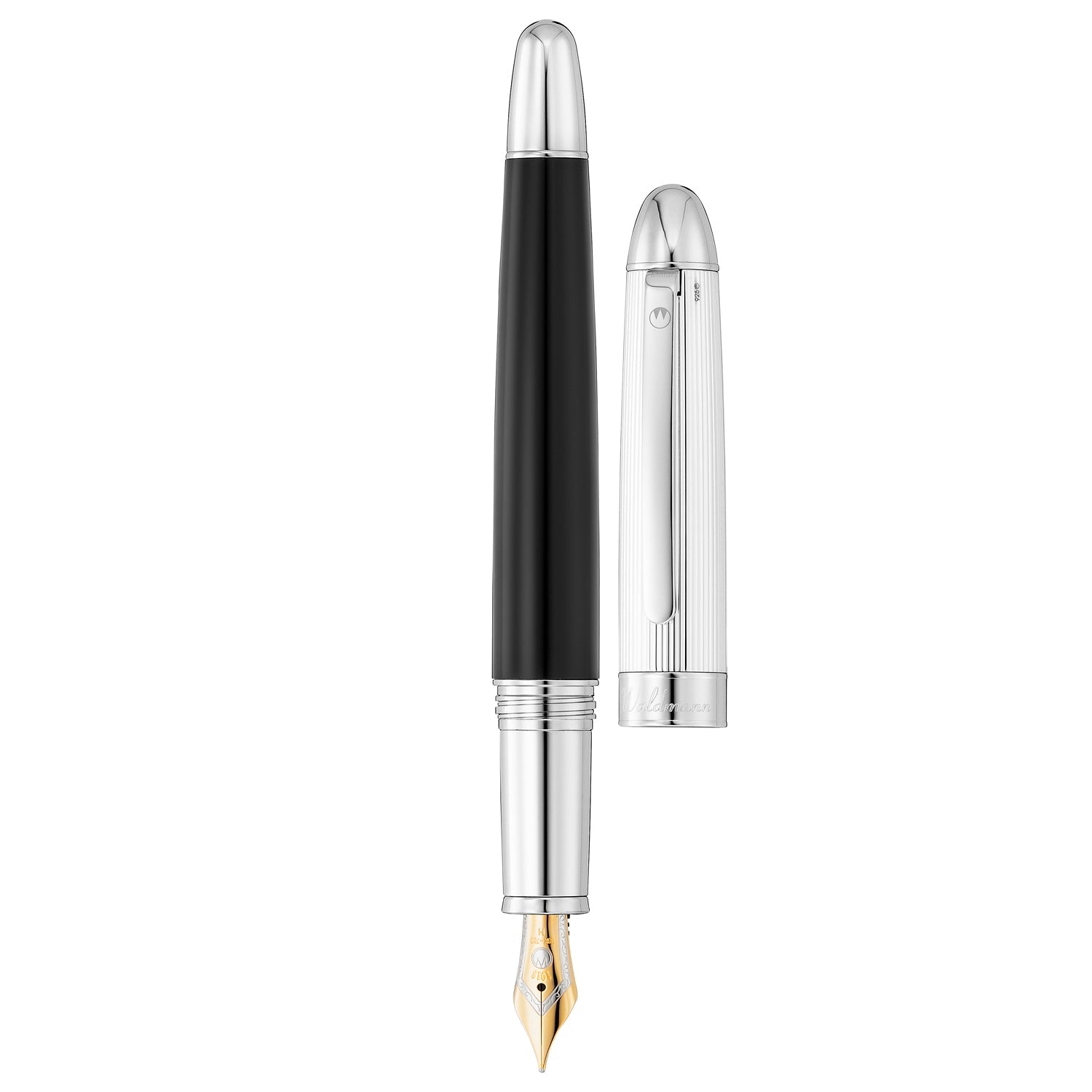 Waldmann Precieux Black/Silver Stripe CT 18CT Fountain Pen