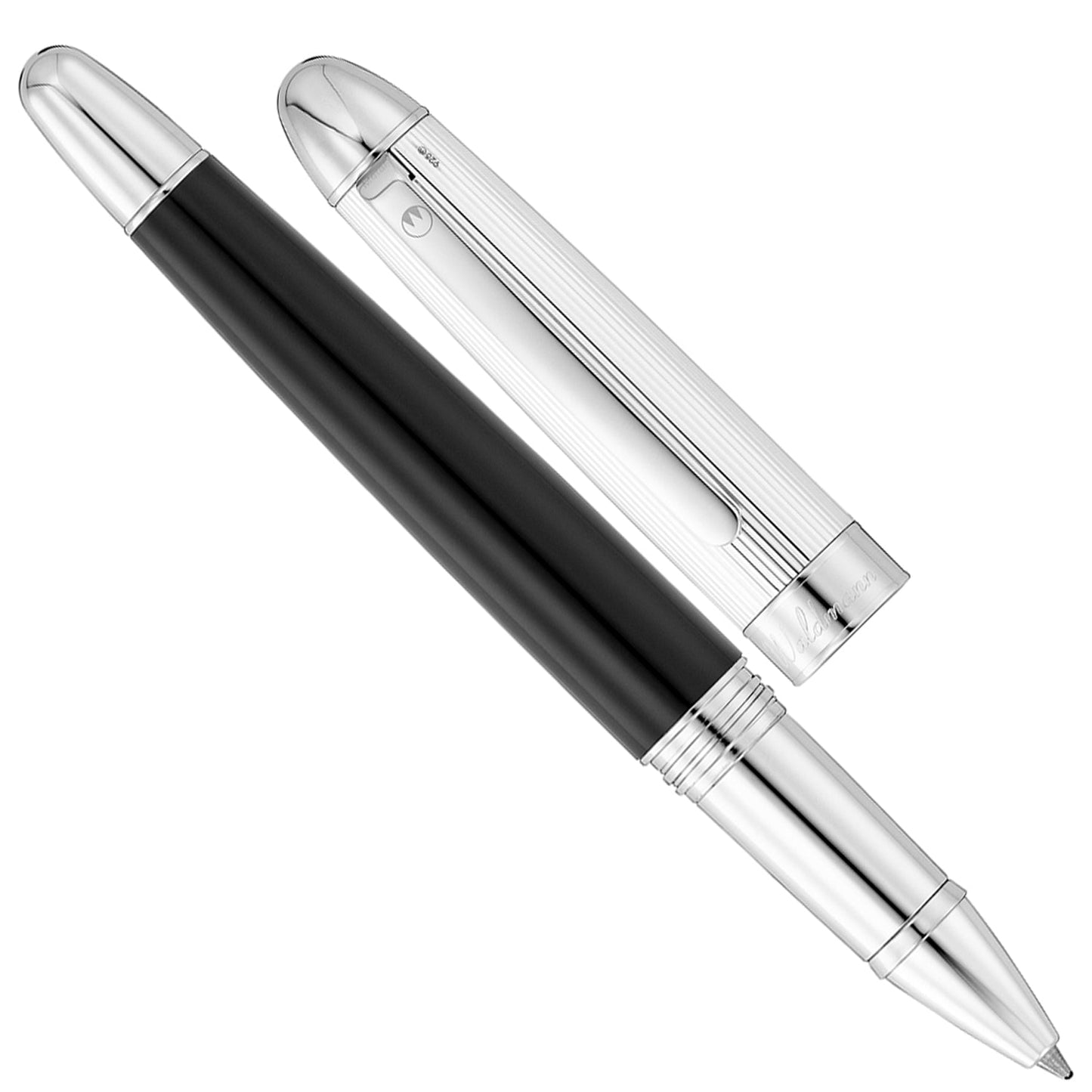 Waldmann Precieux Black/Silver Stripe CT Roller Ball Pen 7001