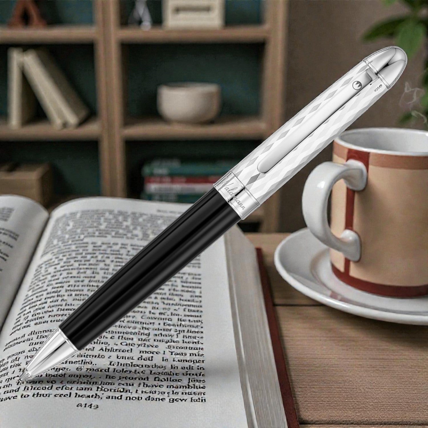 Waldmann Precieux Black/Silver Wave CT Ballpoint Pen 3088
