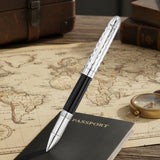 Waldmann Precieux Black/Silver Wave CT Roller Ball Pen 3095