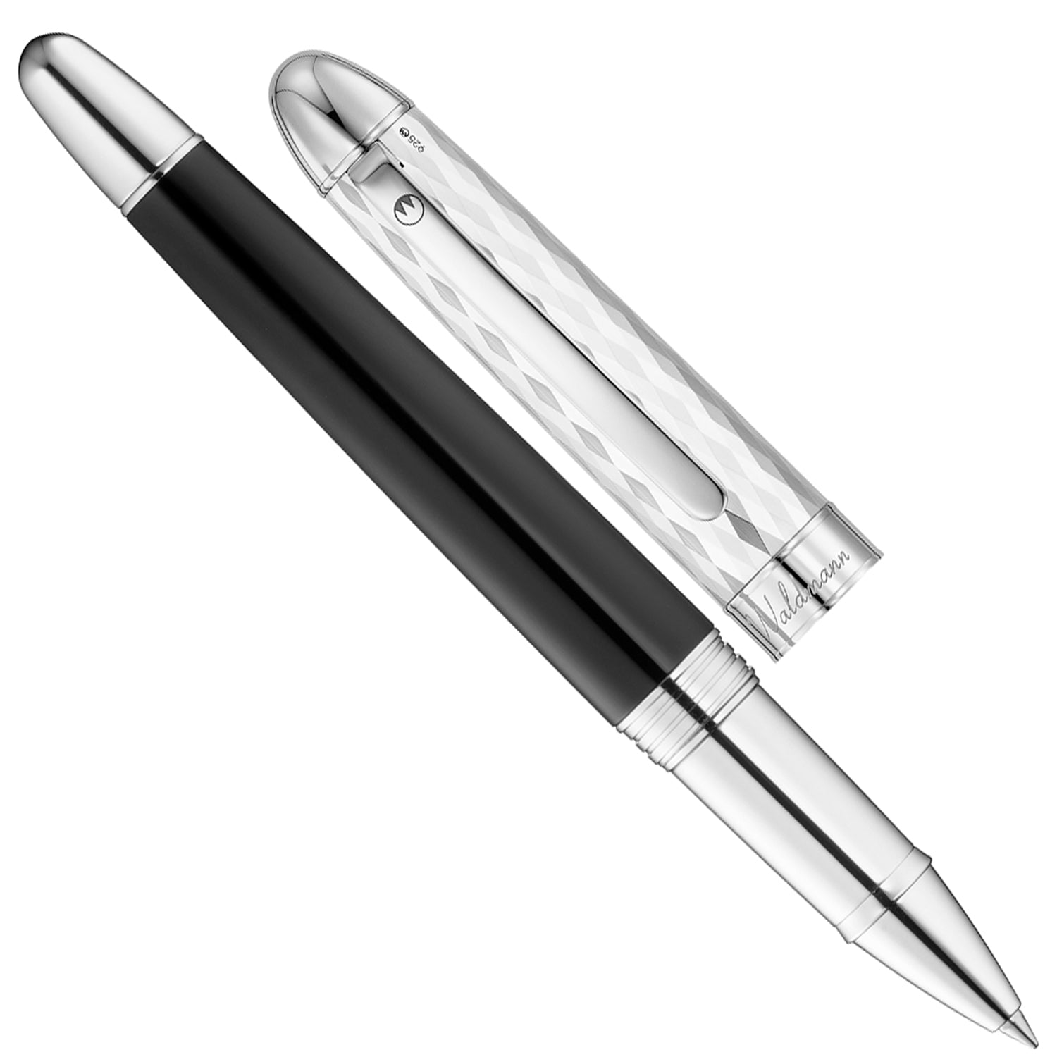 Waldmann Precieux Black/Silver Wave CT Roller Ball Pen 3095