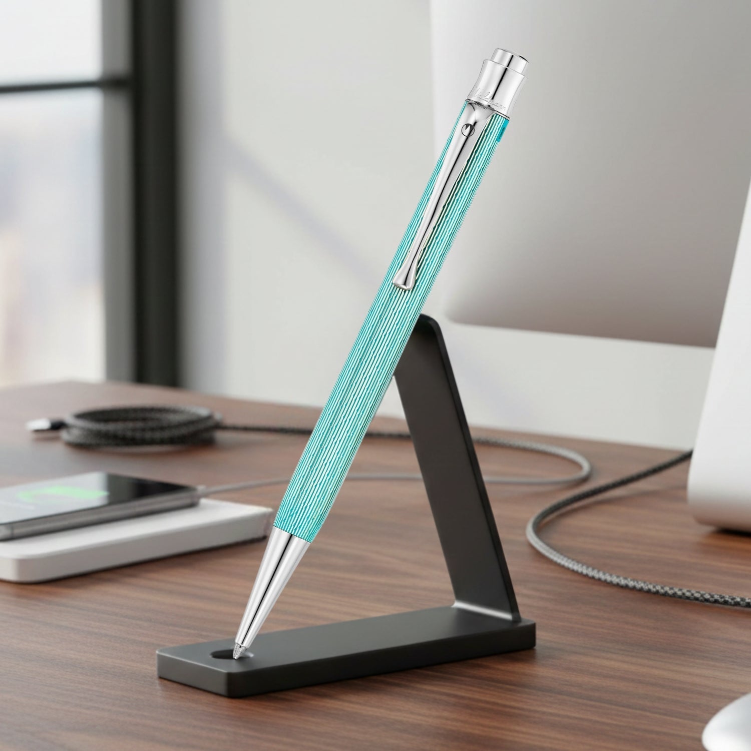 Waldmann Tango Brilliant Aquamarine CT Ballpoint Pen 7054