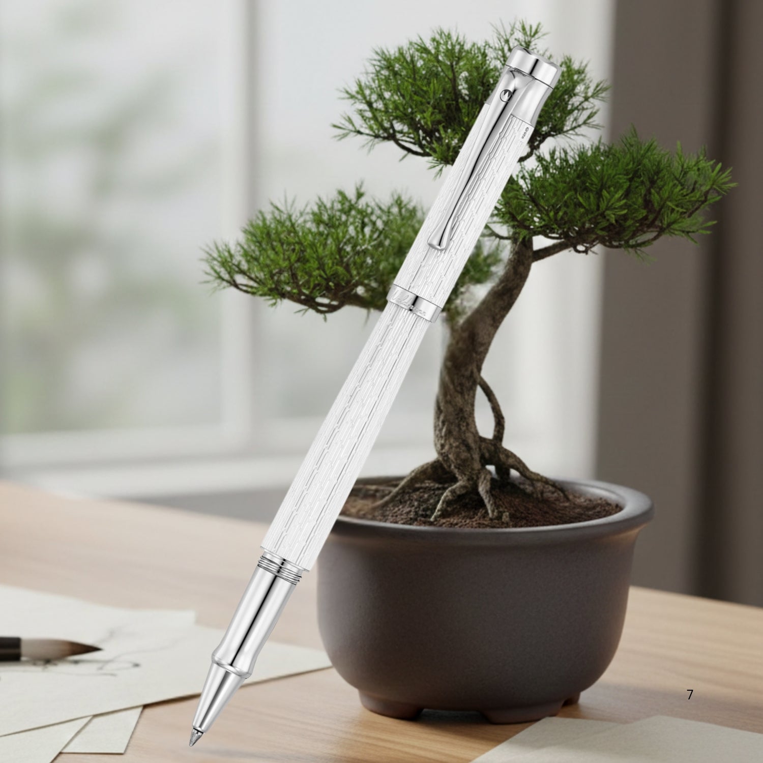Waldmann Tango Brilliant White CT Roller Ball Pen 7043