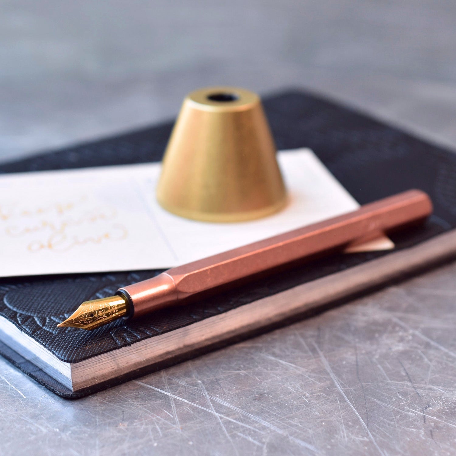 Ystudio Classic Revolve Copper Desk Fountain Pen