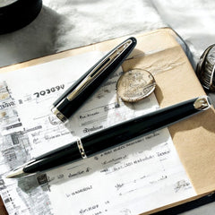 Waterman Car??ne Black Sea Fountain Pen - High-Gloss Black With Palladium Trim & Fine Nib