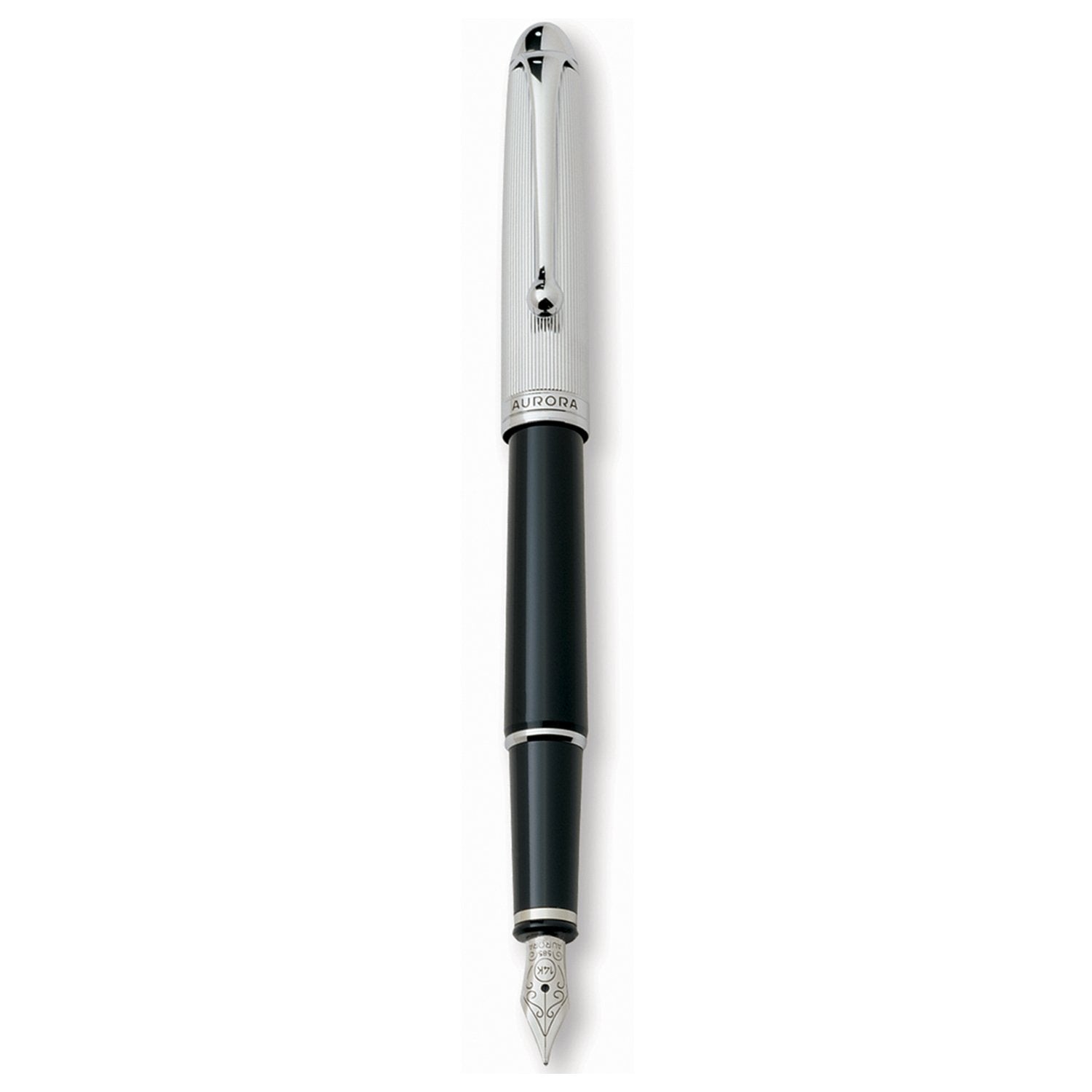 Aurora 88 Small Chrome/Black 14K Gold CT Fountain Pen
