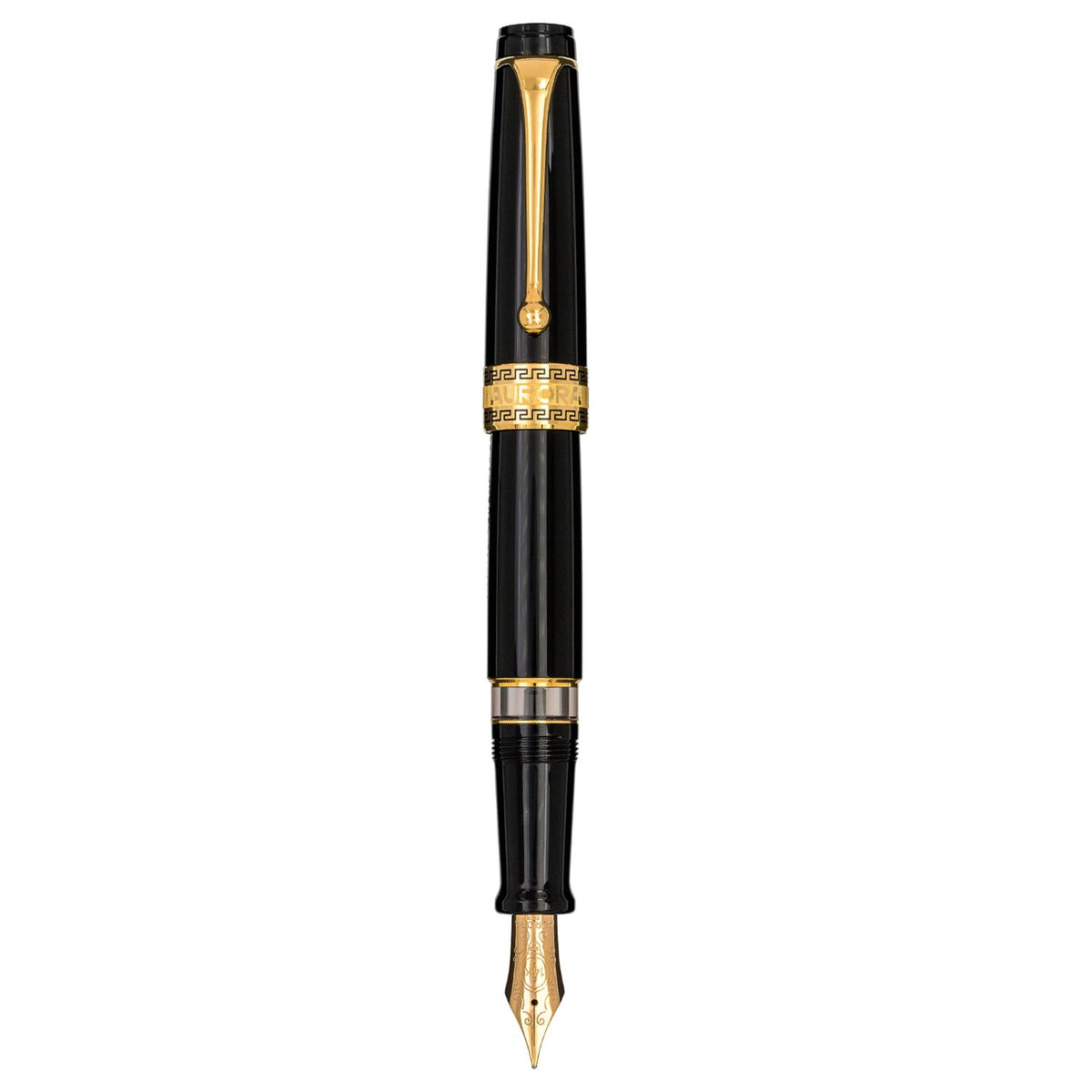 Aurora Optima Black 14K Gold GT Fountain Pen 997-N with ink reservoir