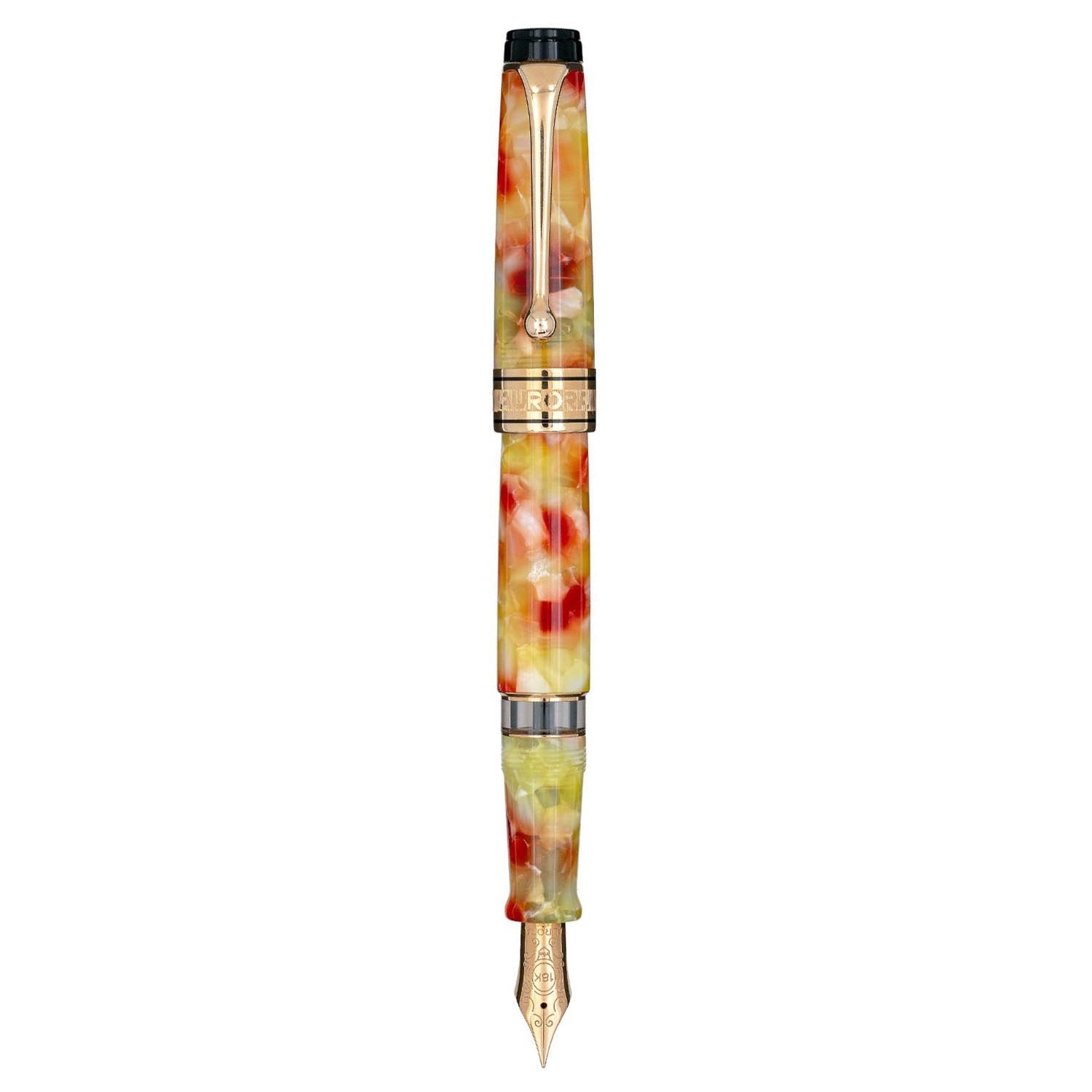 Aurora Optima Caleidoscopio Luce Gialla RT Fountain Pen 996-PKG (Limited Edition) having marbled finish