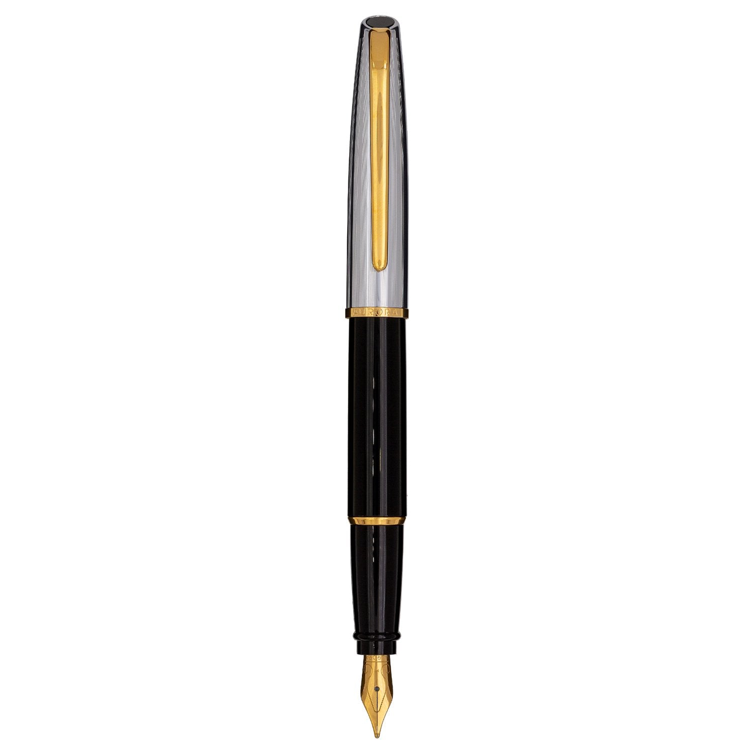Aurora Style Guilloche Chrome/Black GT Fountain Pen E14-C
