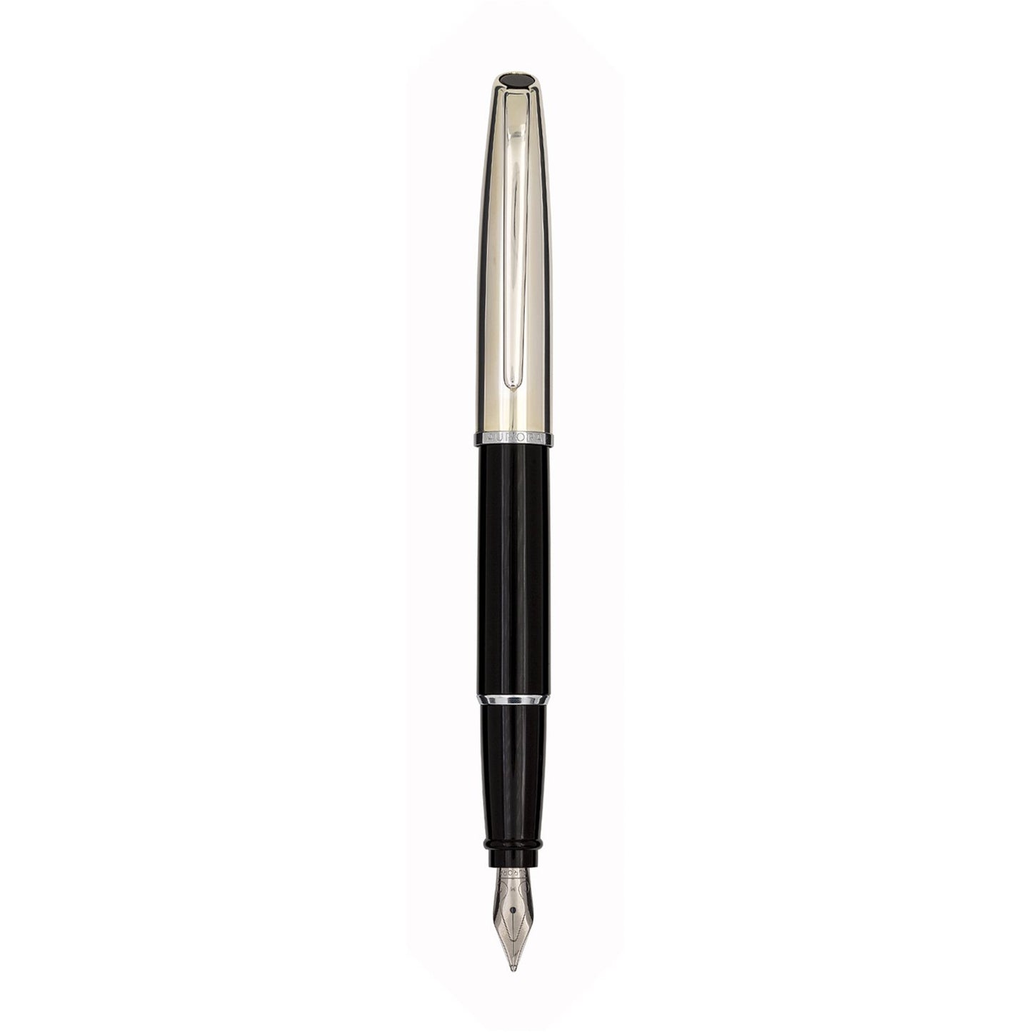 Aurora Style Metal Shiny Chrome/Black CT Fountain Pen E17