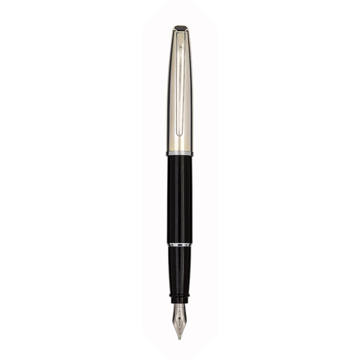 Aurora Style Metal Shiny Chrome/Black CT Fountain Pen E17