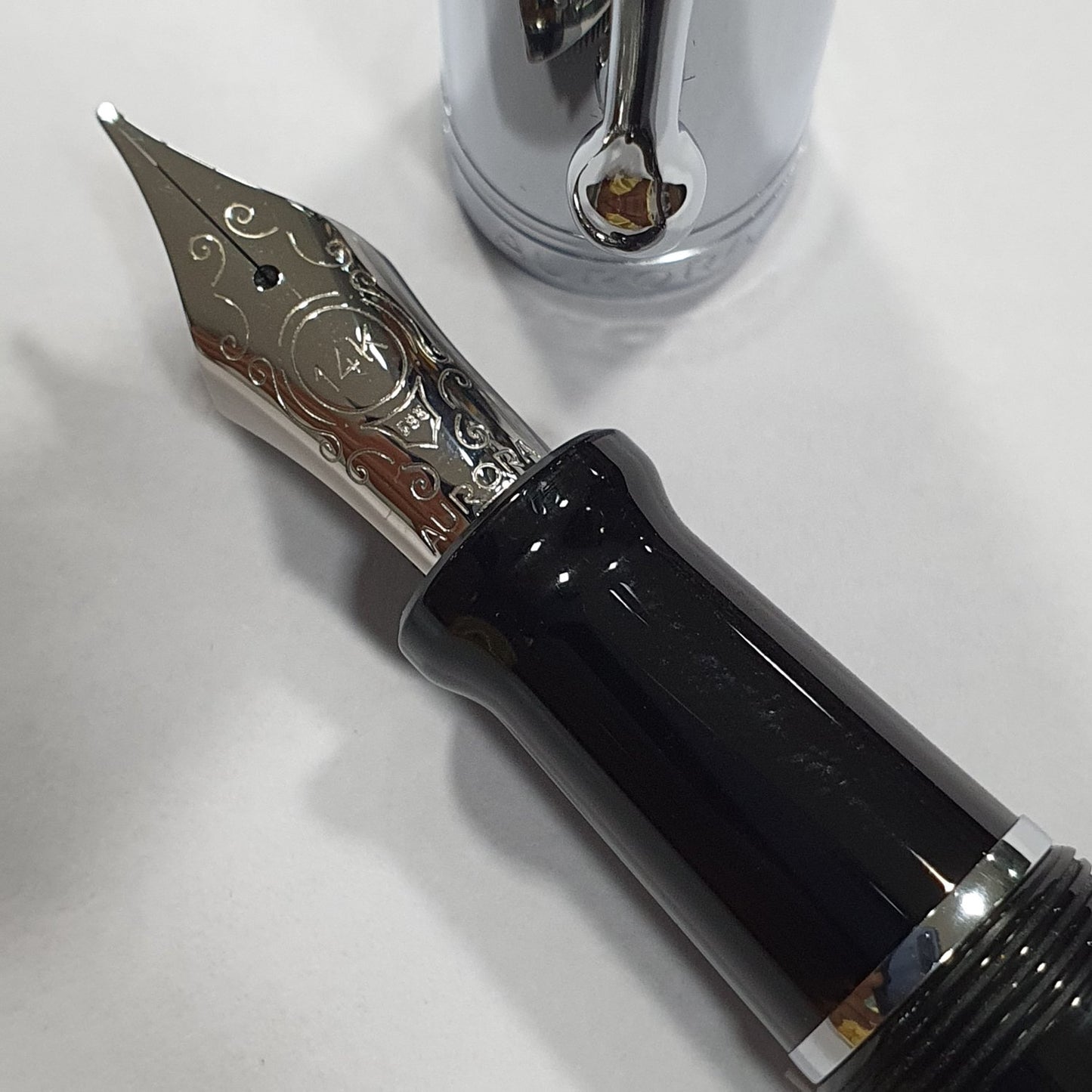 Aurora Talentum Chrome/Black 14K Gold CT Fountain Pen