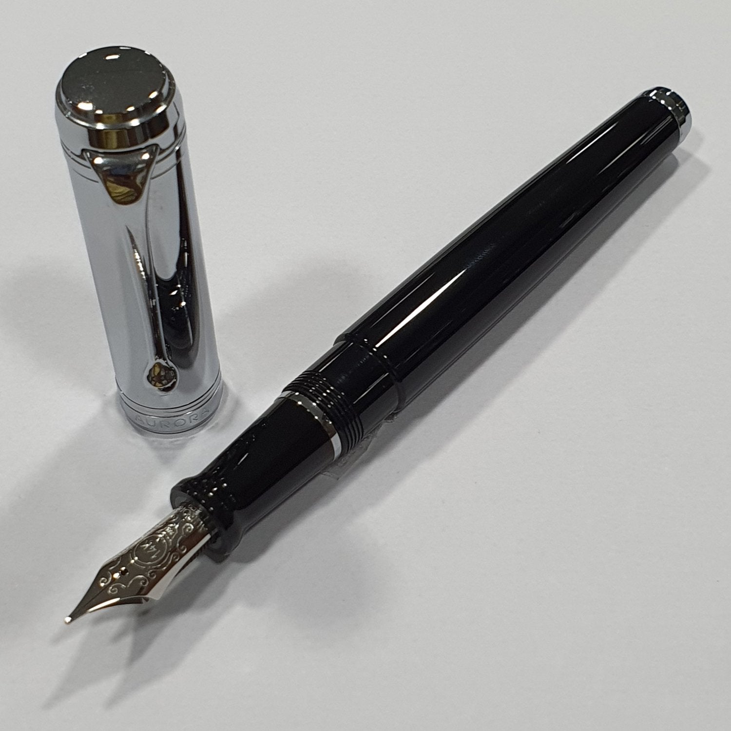 Aurora Talentum Chrome/Black 14K Gold CT Fountain Pen