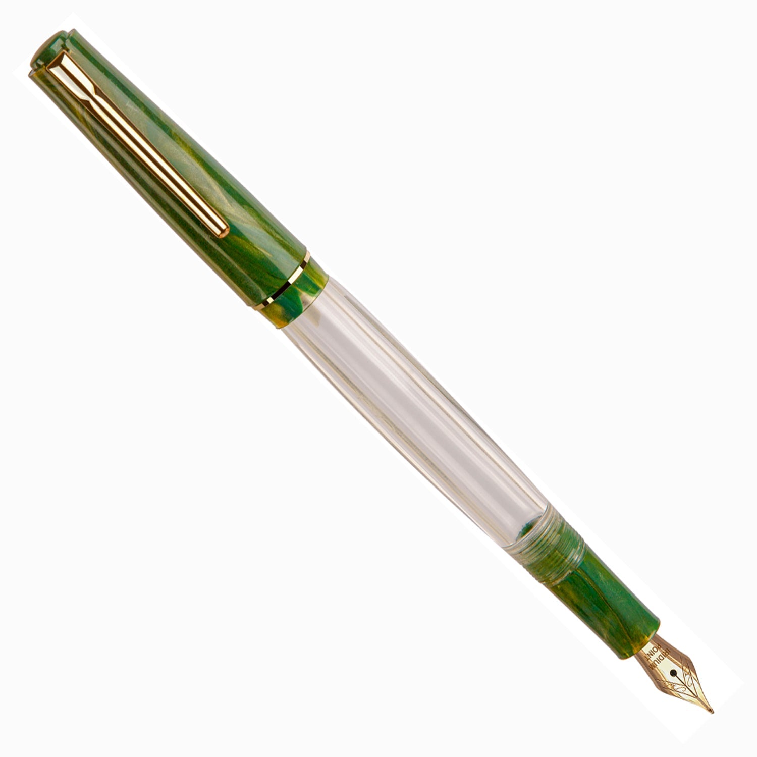 Click Black Bird HT Green Marble GT Fountain Pen CLK1300140GM