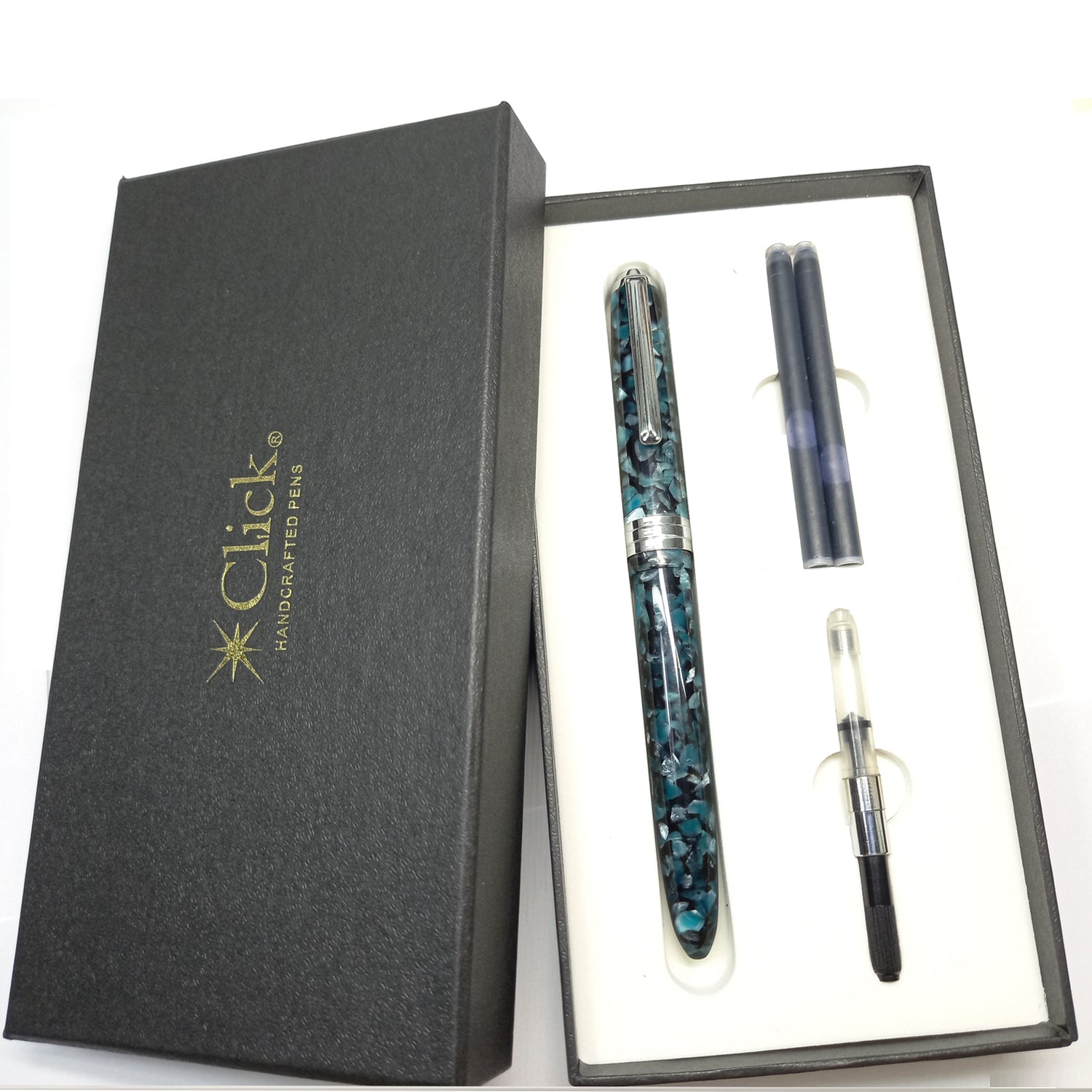 Click Falcon Acrylic Glacier Blue CT Fountain Pen CLK130013GB