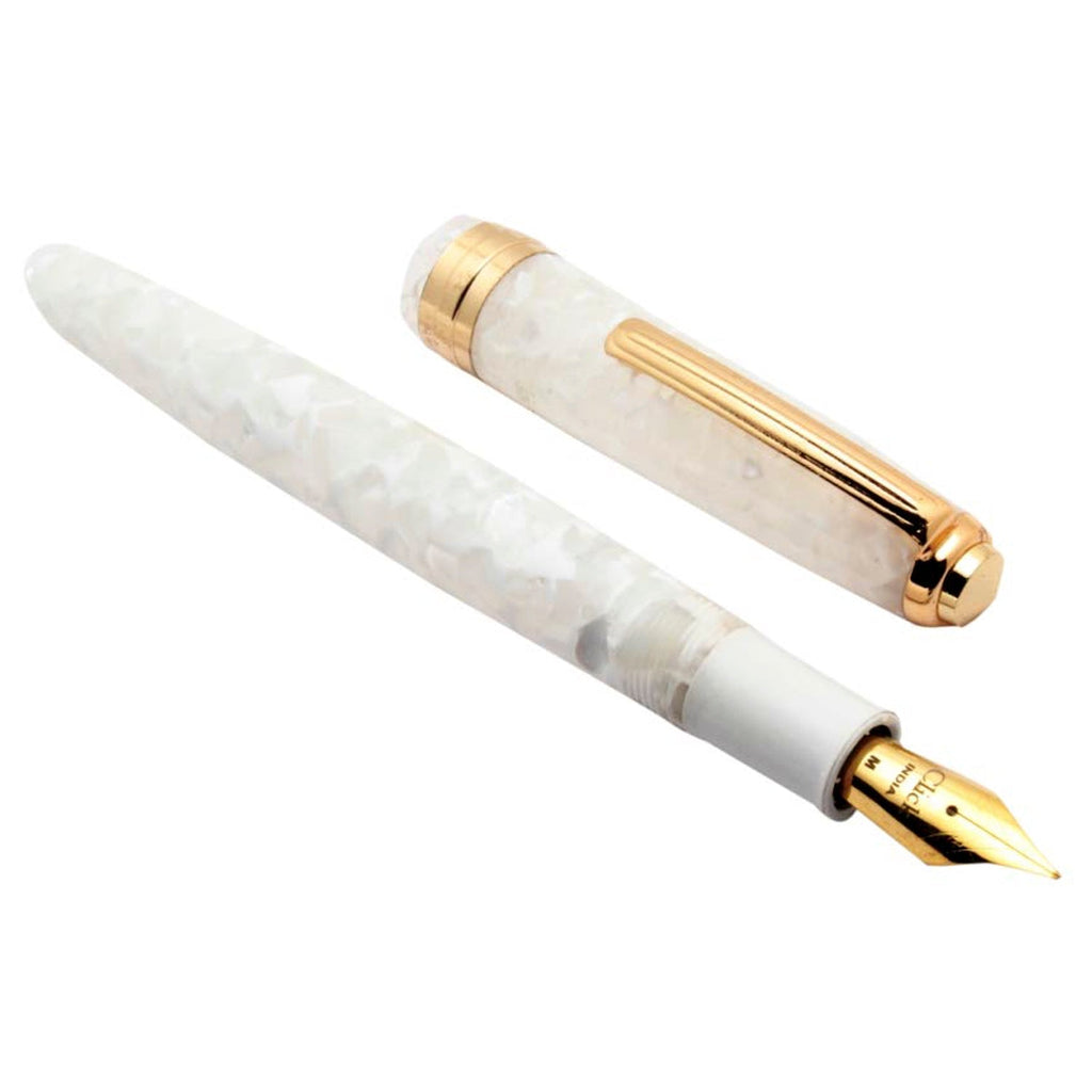 Click Falcon Acrylic Polar White GT Fountain Pen CLK130013PW