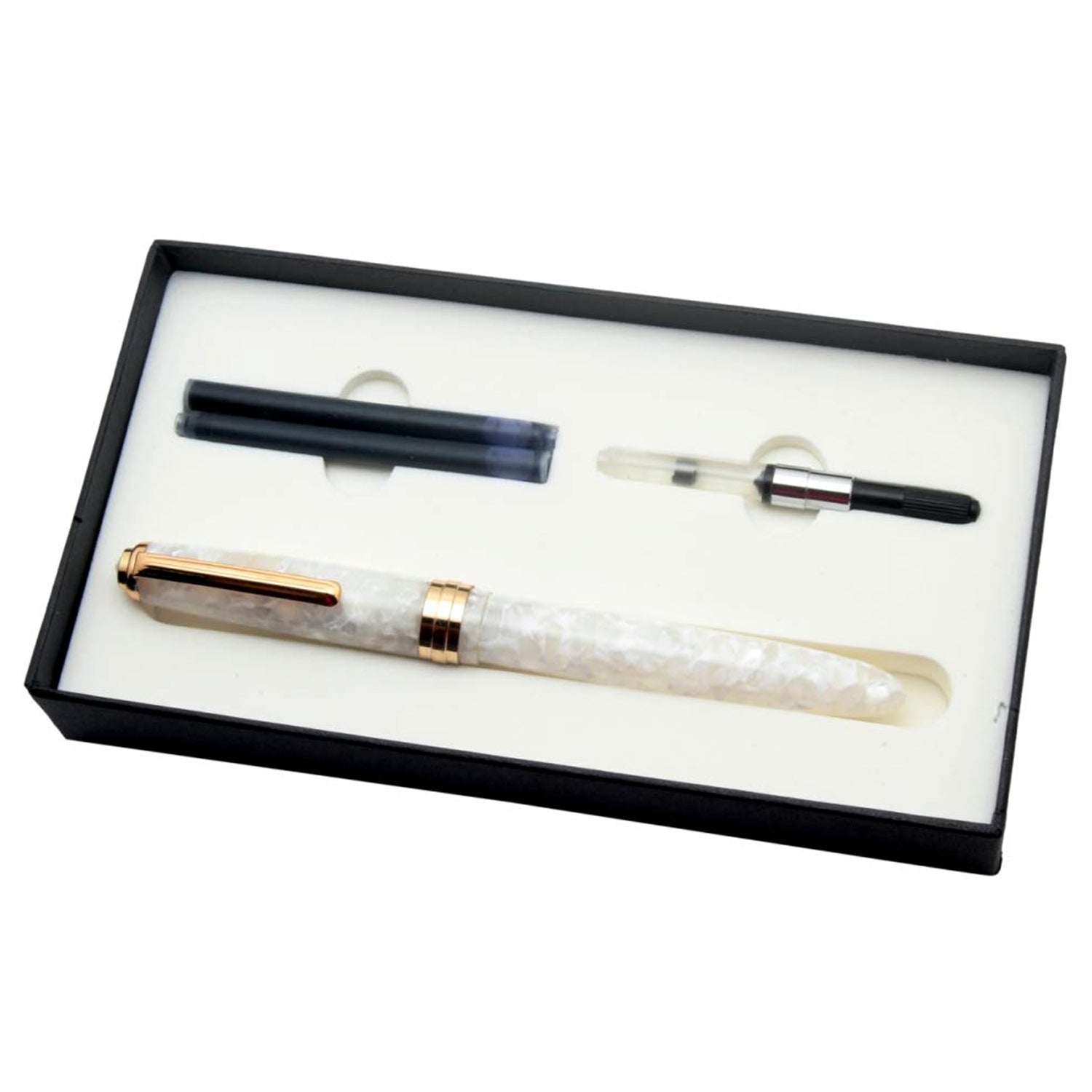 Click Falcon Acrylic Polar White GT Fountain Pen CLK130013PW