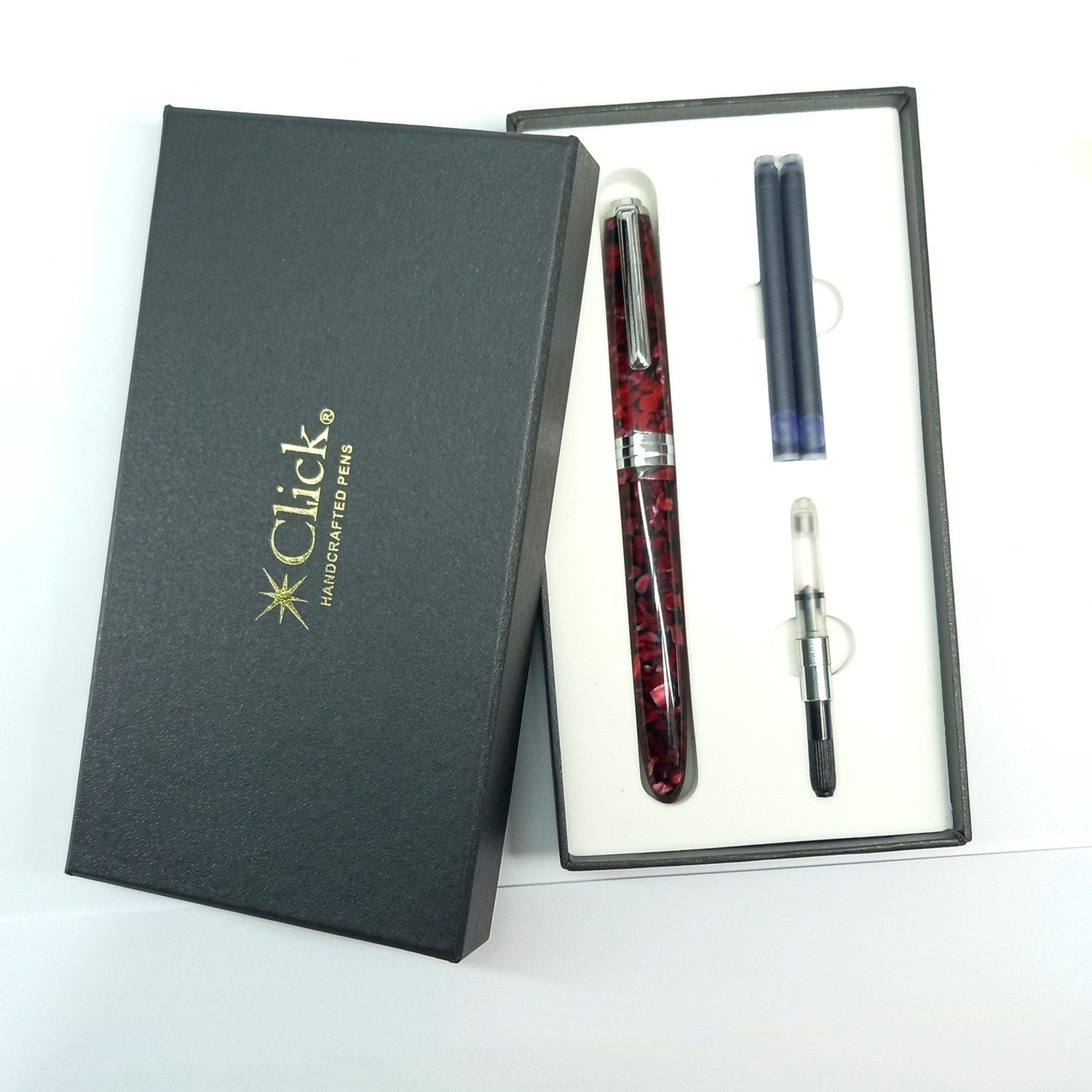 Click Falcon Acrylic Ruby Red CT Fountain Pen CLK130013RR
